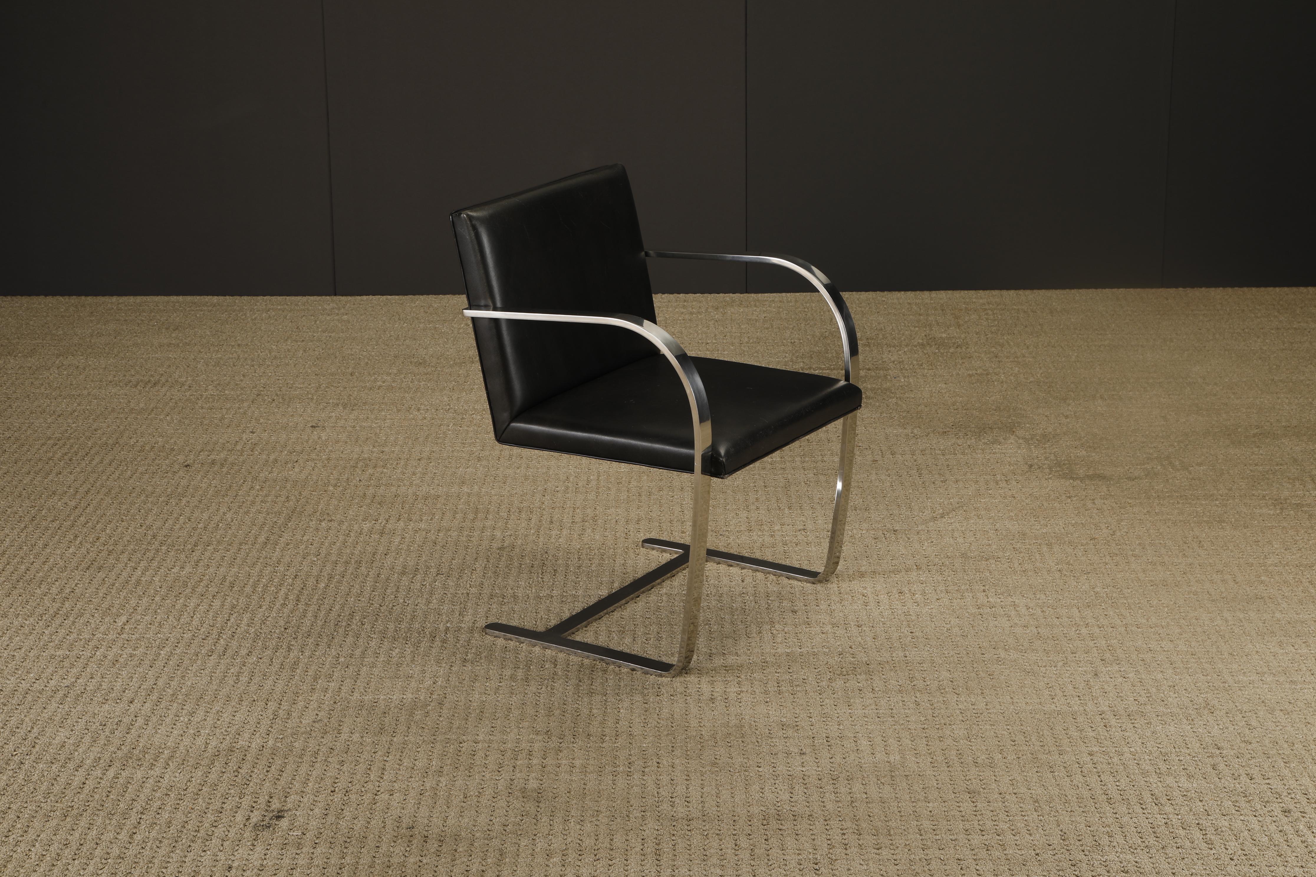 Knoll International Leather 'Brno' Chairs by Mies van der Rohe, 1975, Signed For Sale 6