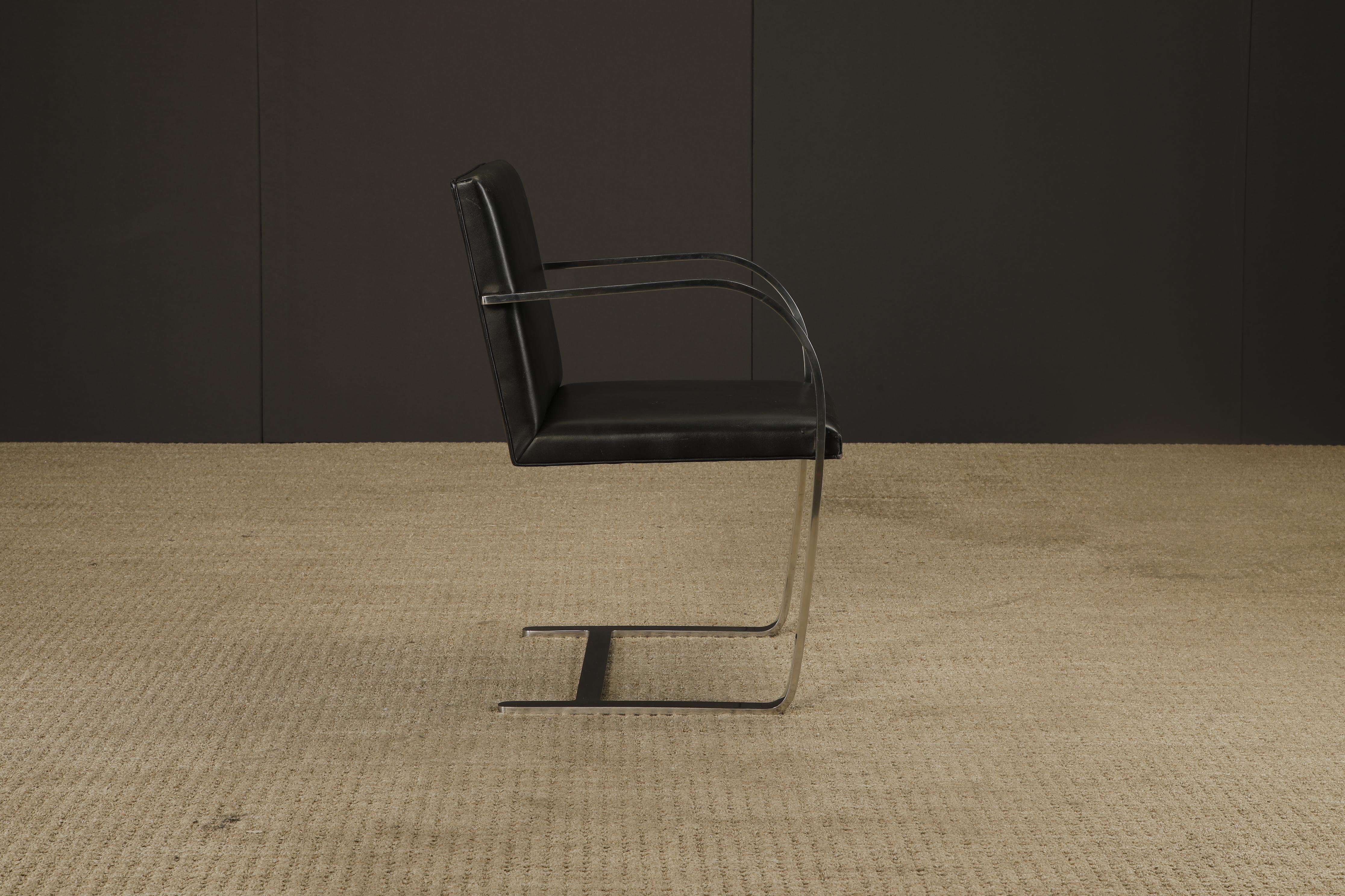 Knoll International Leather 'Brno' Chairs by Mies van der Rohe, 1975, Signed For Sale 7