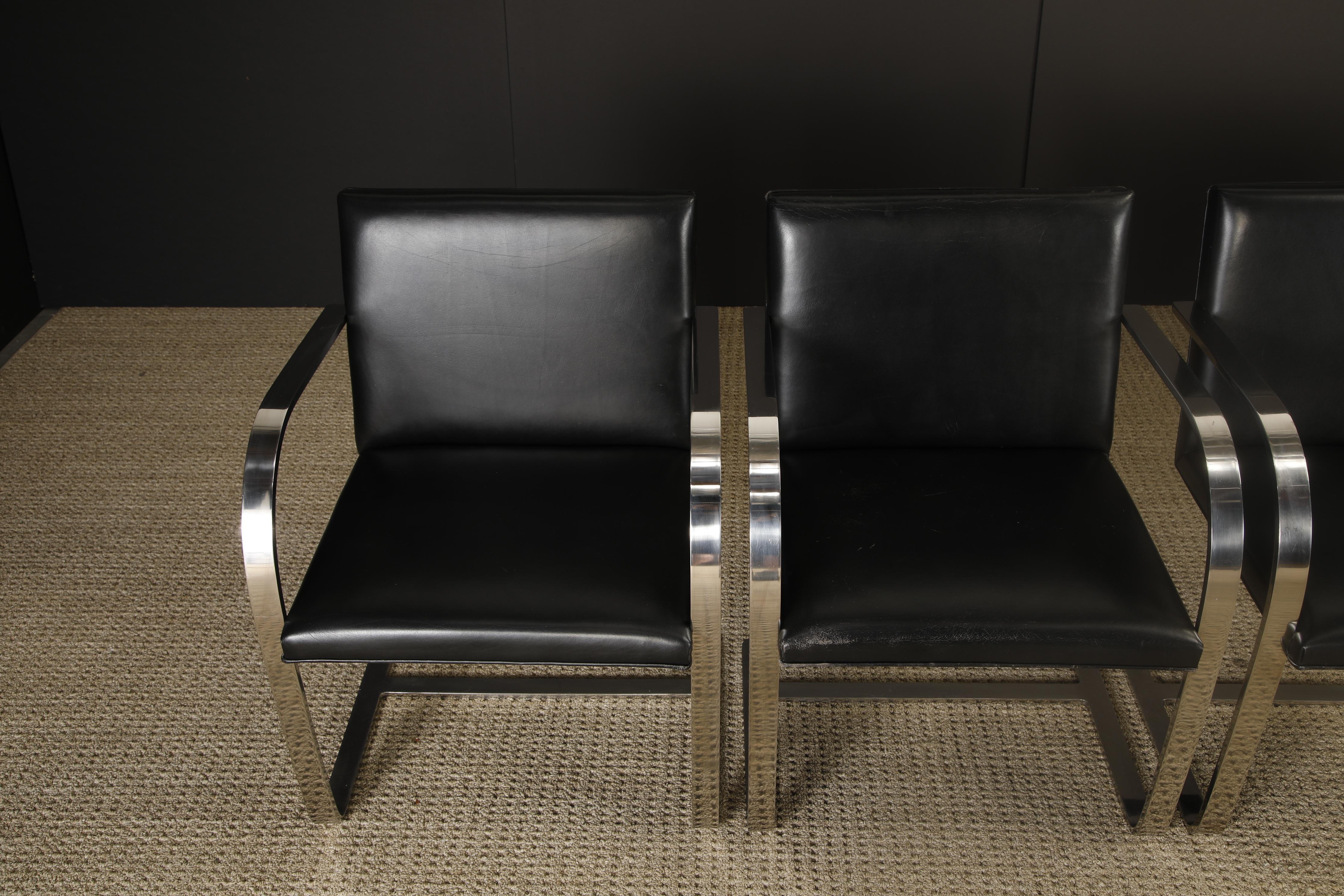 American Knoll International Leather 'Brno' Chairs by Mies van der Rohe, 1975, Signed For Sale