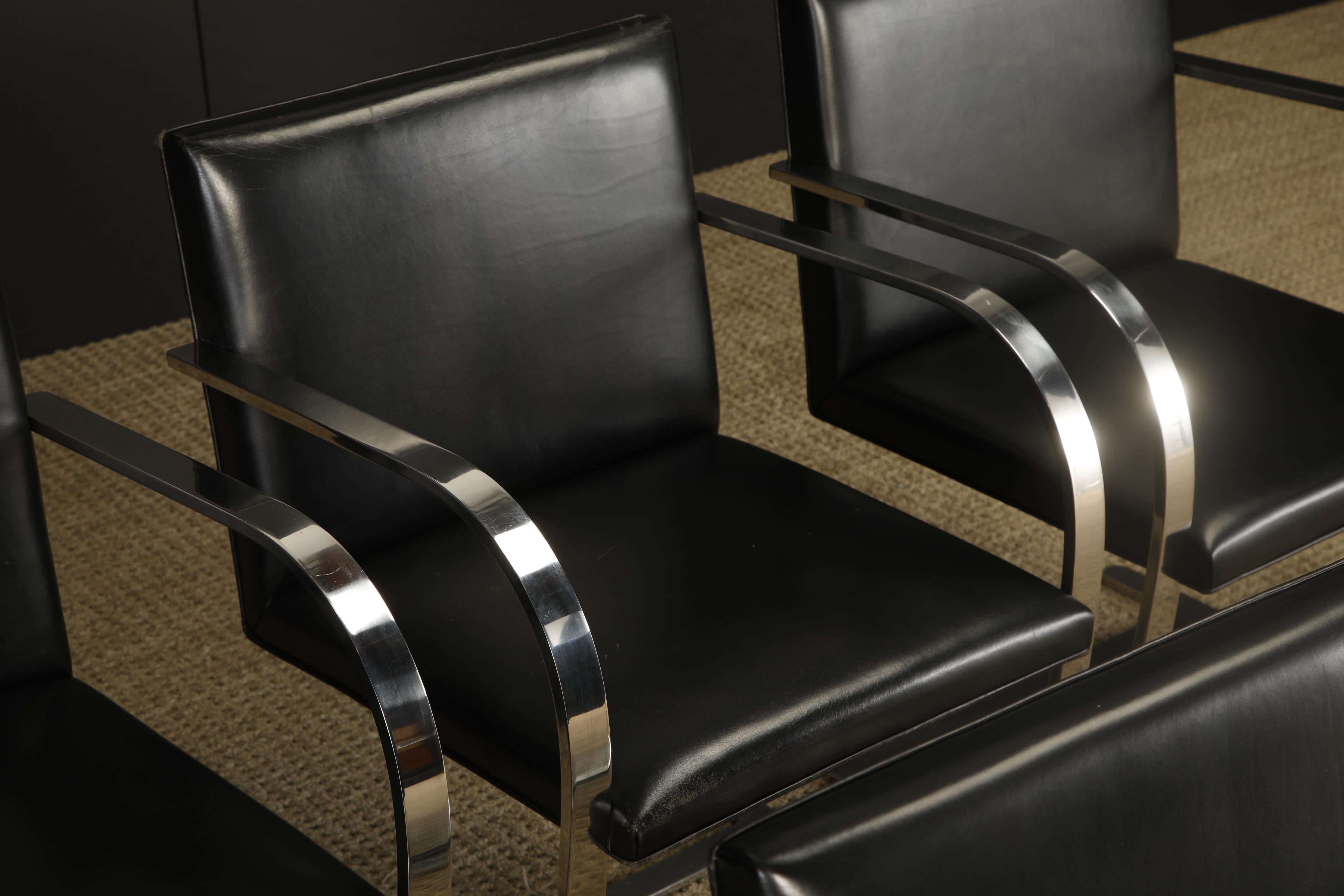 Knoll International Leather 'Brno' Chairs by Mies van der Rohe, 1975, Signed For Sale 1