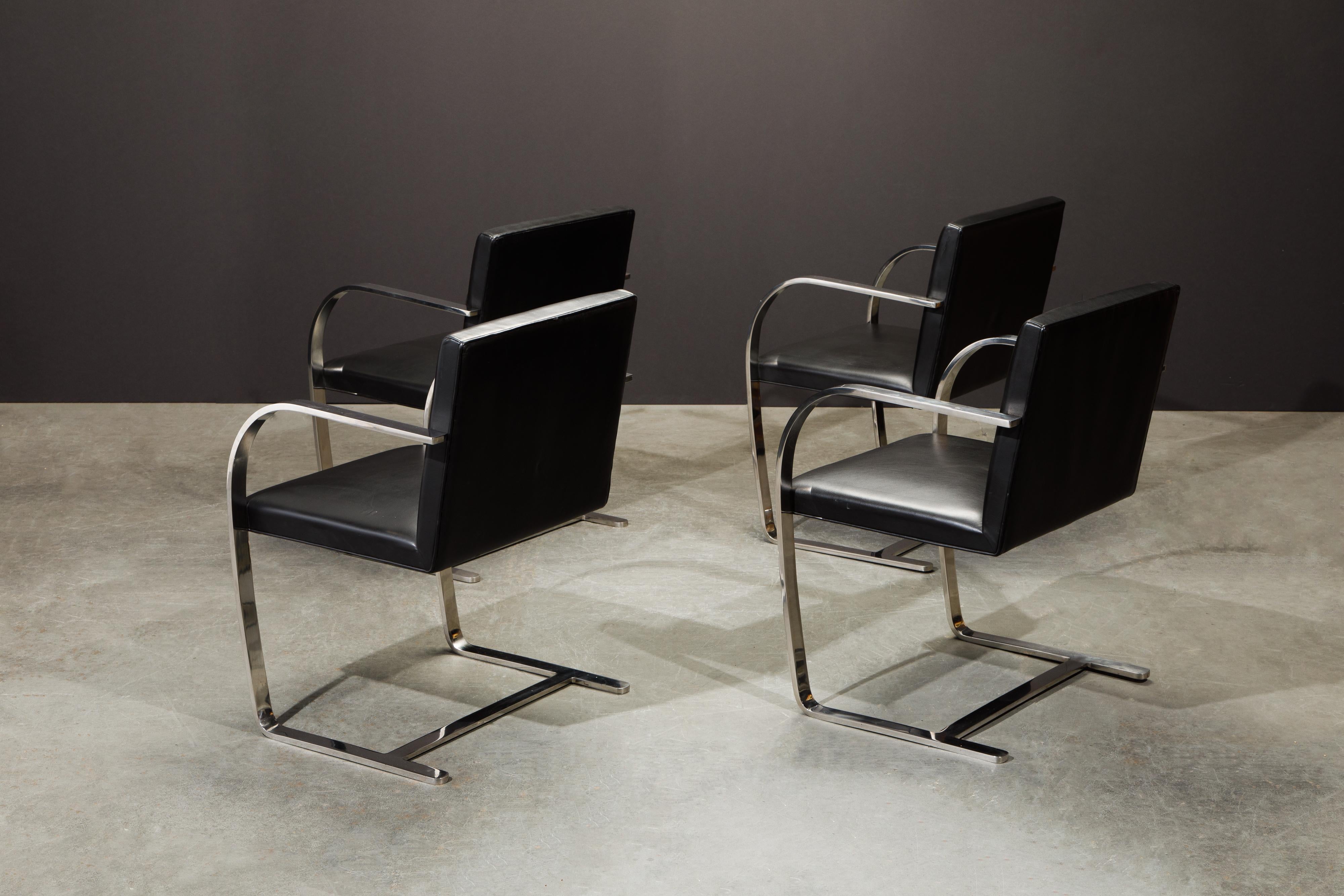 Knoll International Leather 'Brno' Chairs by Mies van der Rohe, 1987, Signed 3