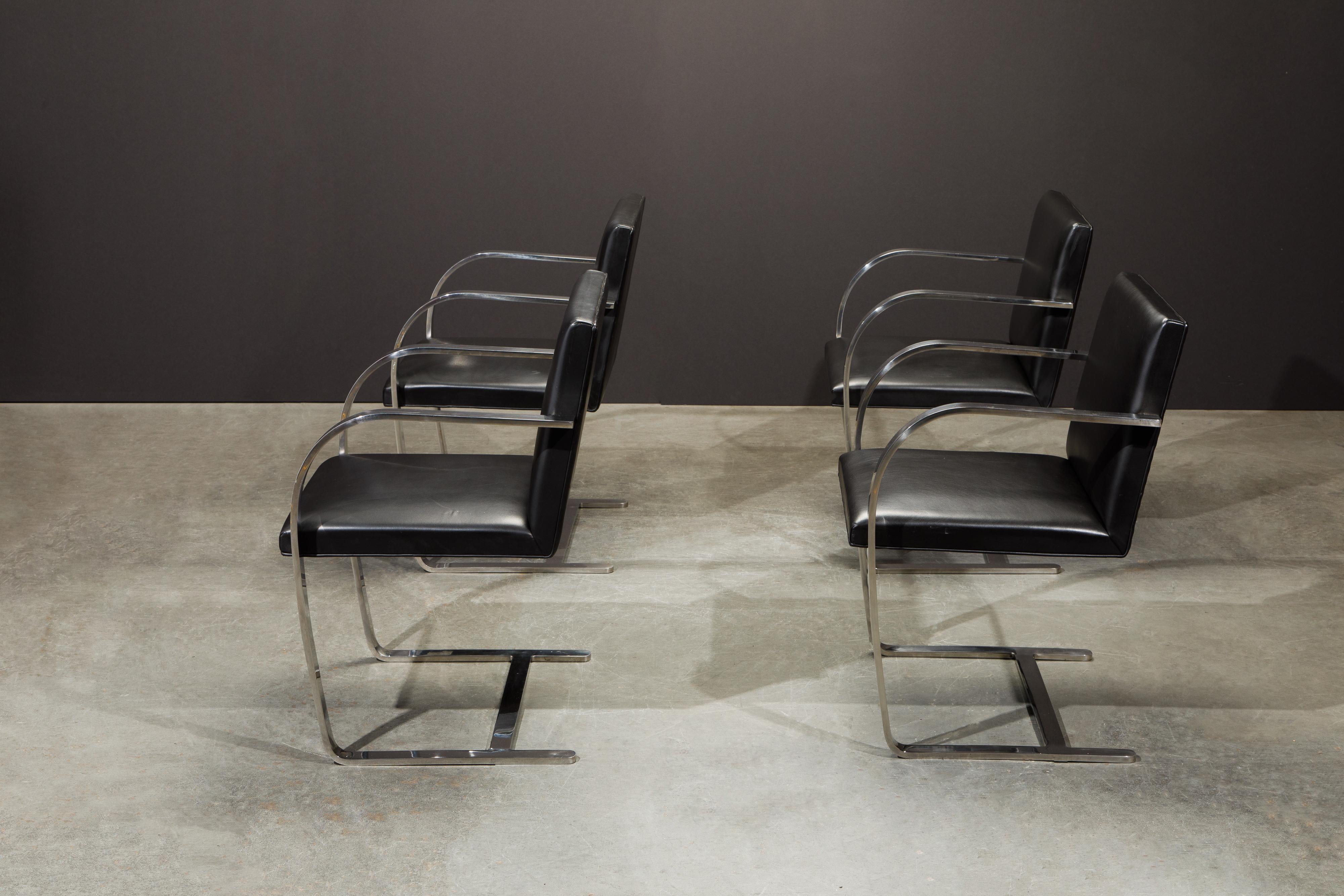 Knoll International Leather 'Brno' Chairs by Mies van der Rohe, 1987, Signed 4