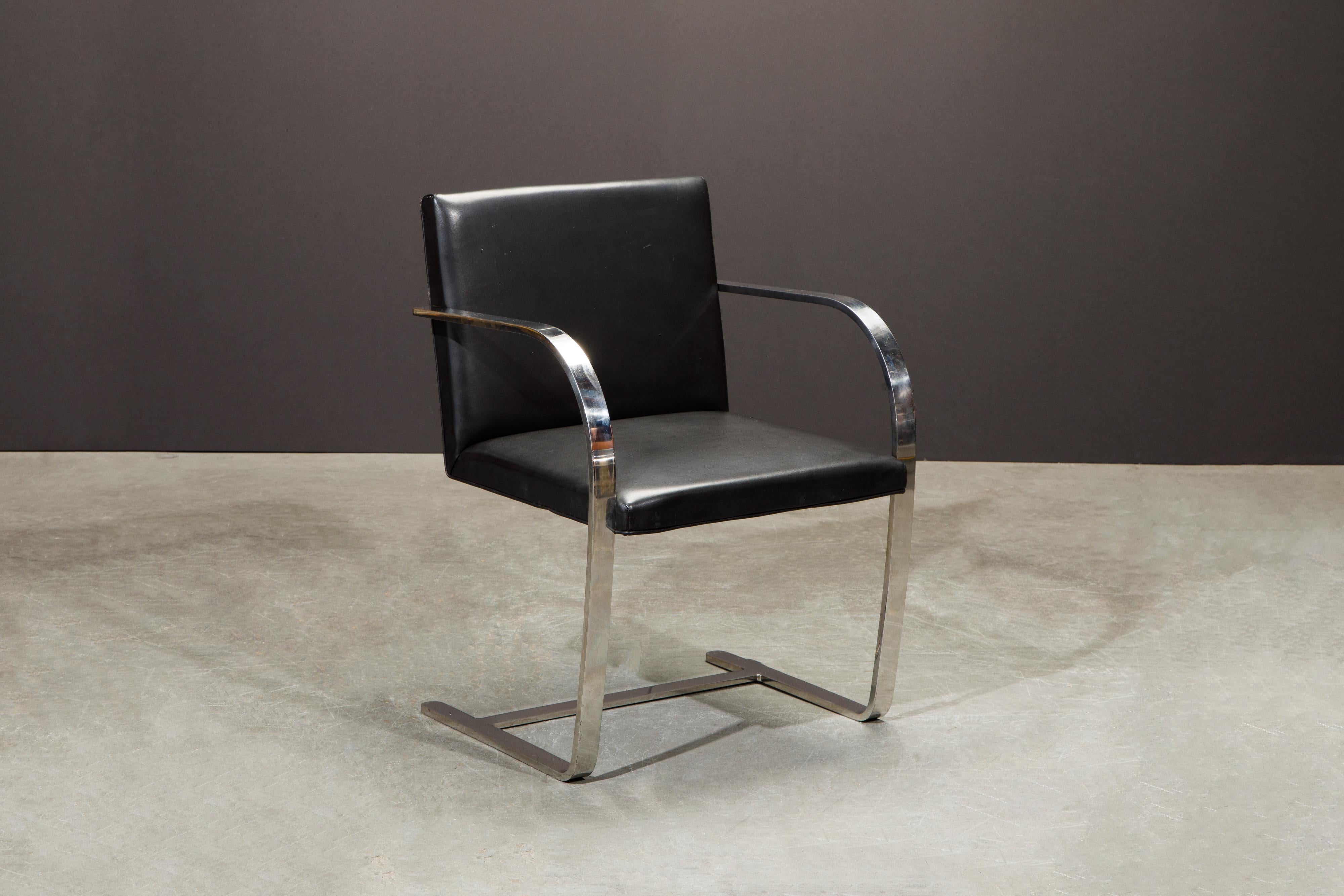 Knoll International Leather 'Brno' Chairs by Mies van der Rohe, 1987, Signed 6