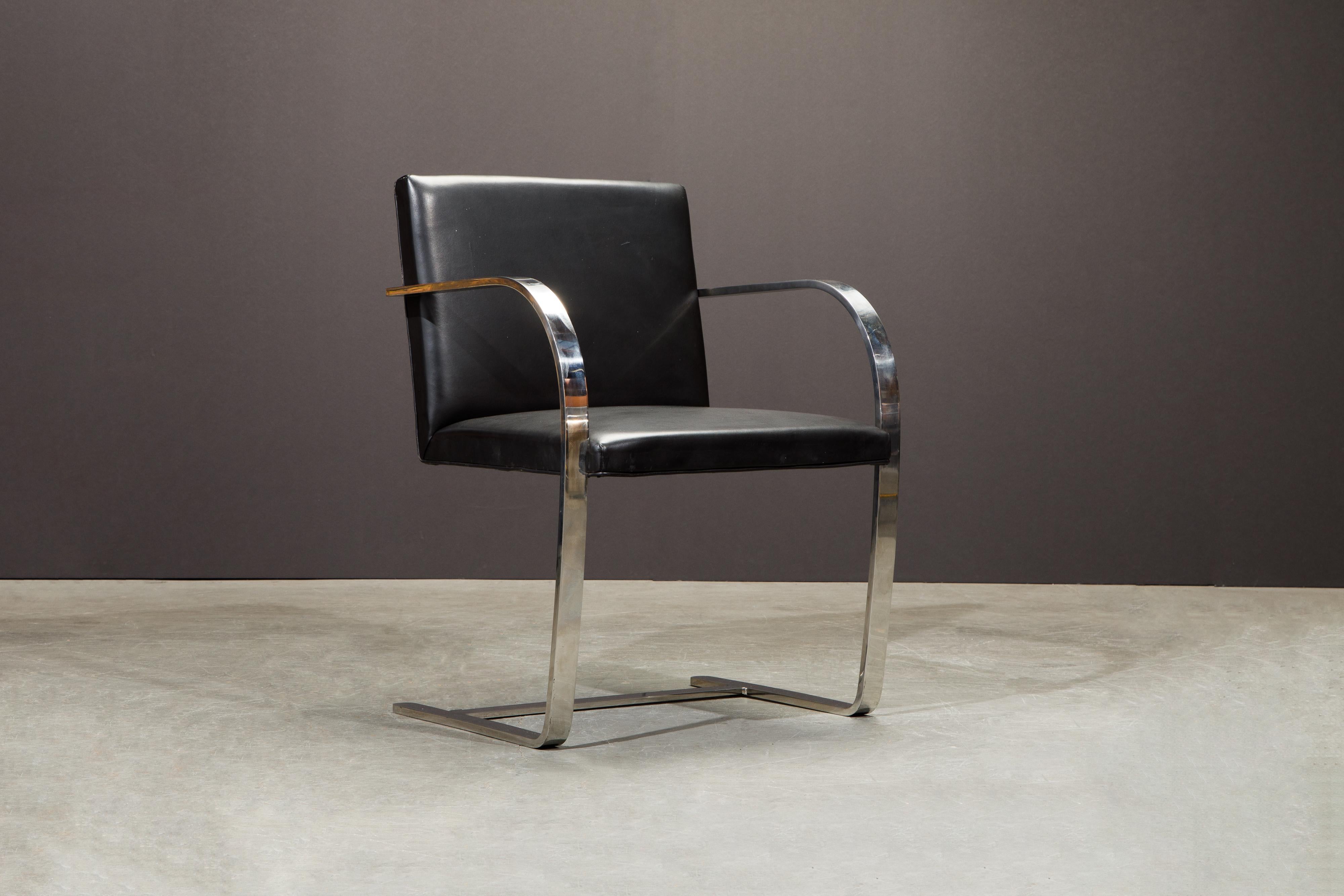 Knoll International Leather 'Brno' Chairs by Mies van der Rohe, 1987, Signed 7