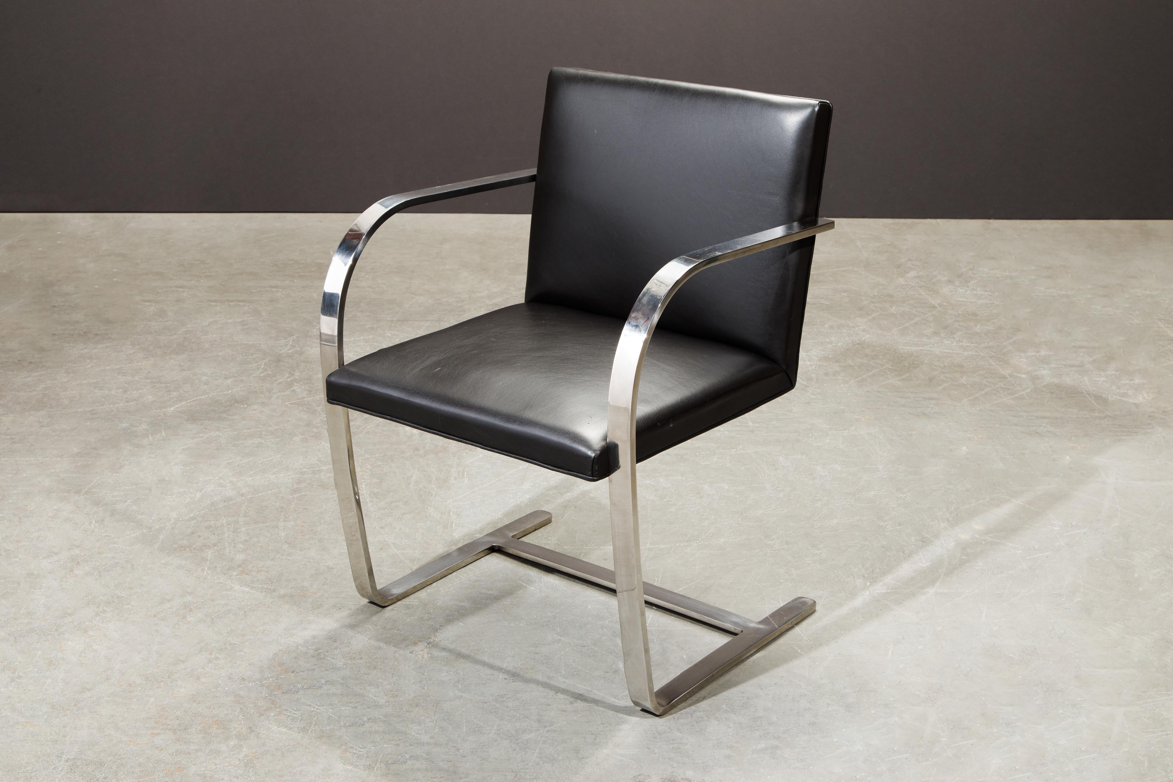 Knoll International Leather 'Brno' Chairs by Mies van der Rohe, 1987, Signed 8