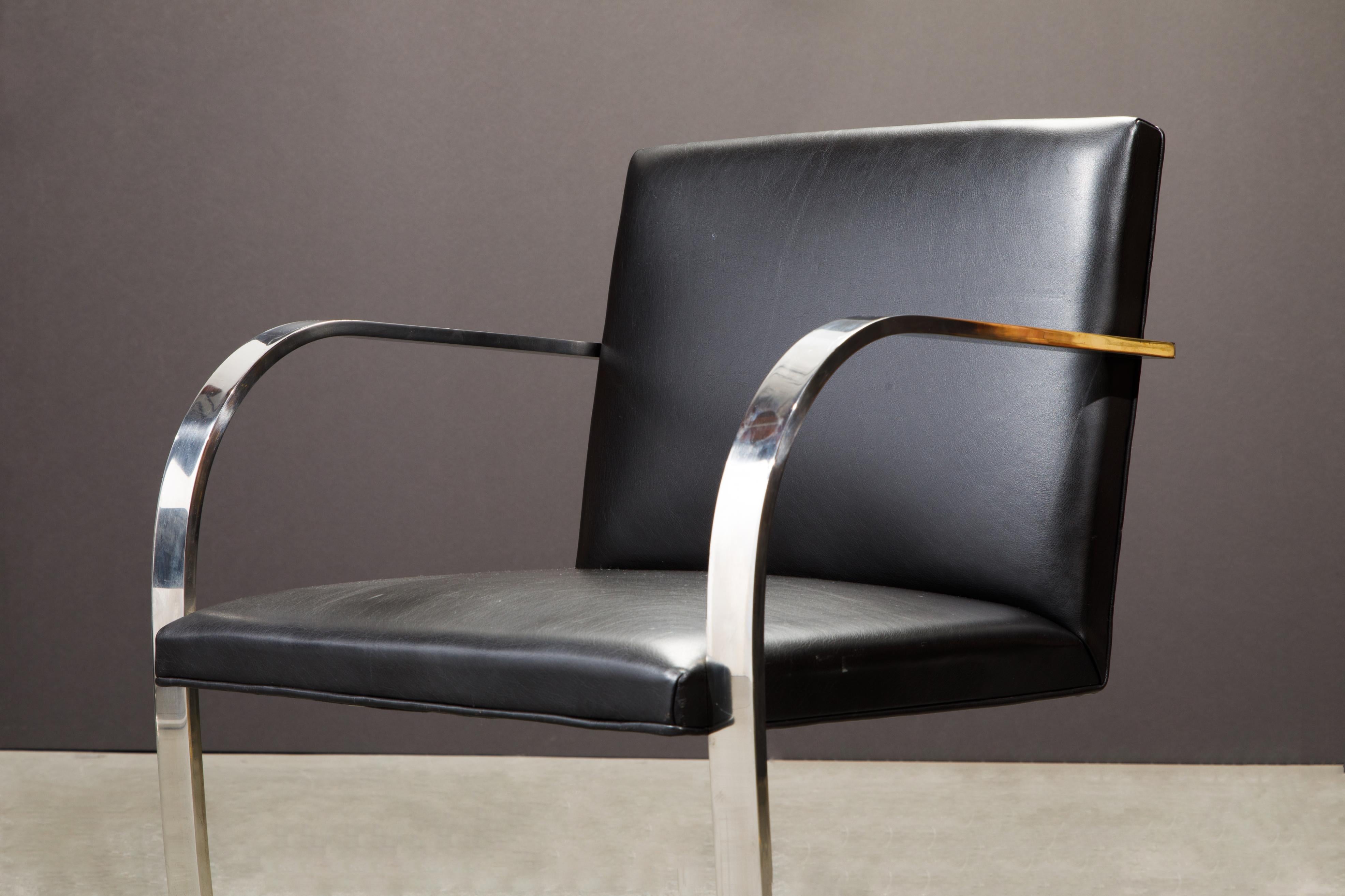Knoll International Leather 'Brno' Chairs by Mies van der Rohe, 1987, Signed 9