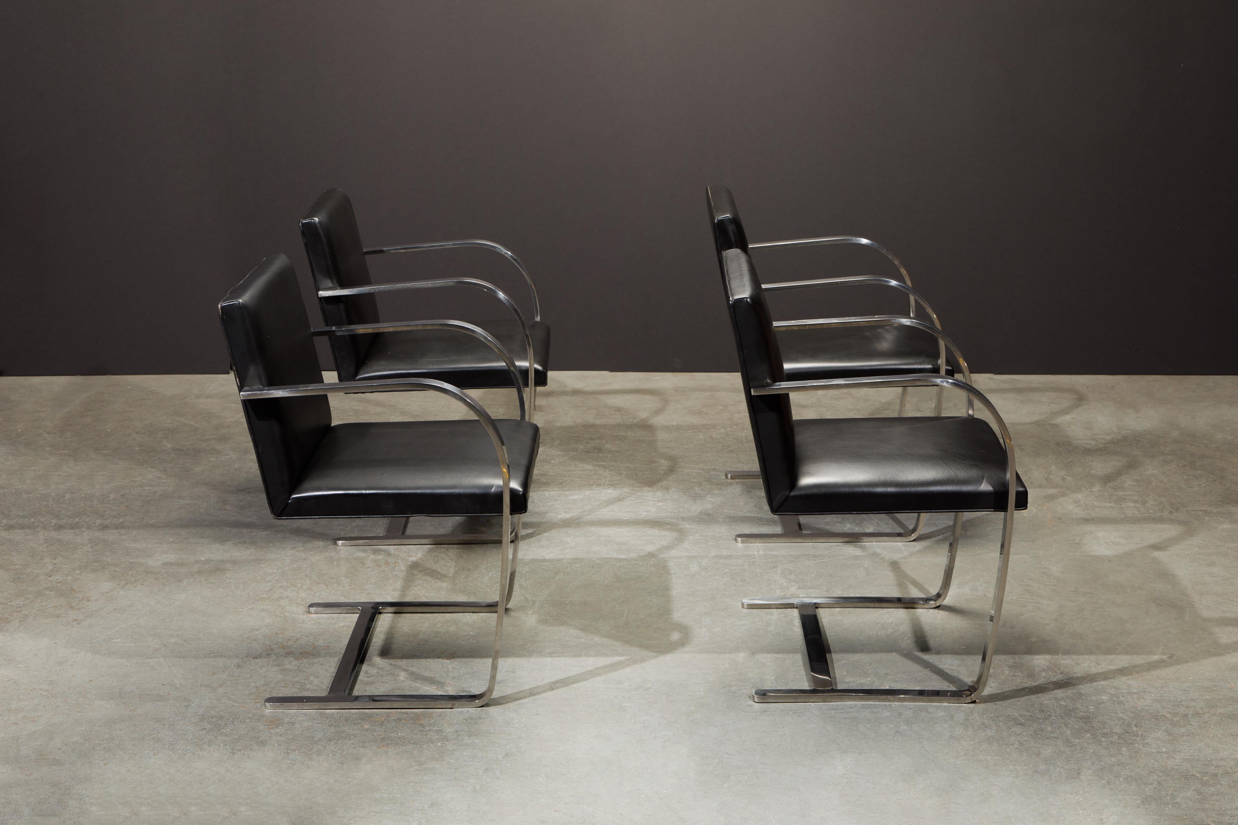 Late 20th Century Knoll International Leather 'Brno' Chairs by Mies van der Rohe, 1987, Signed