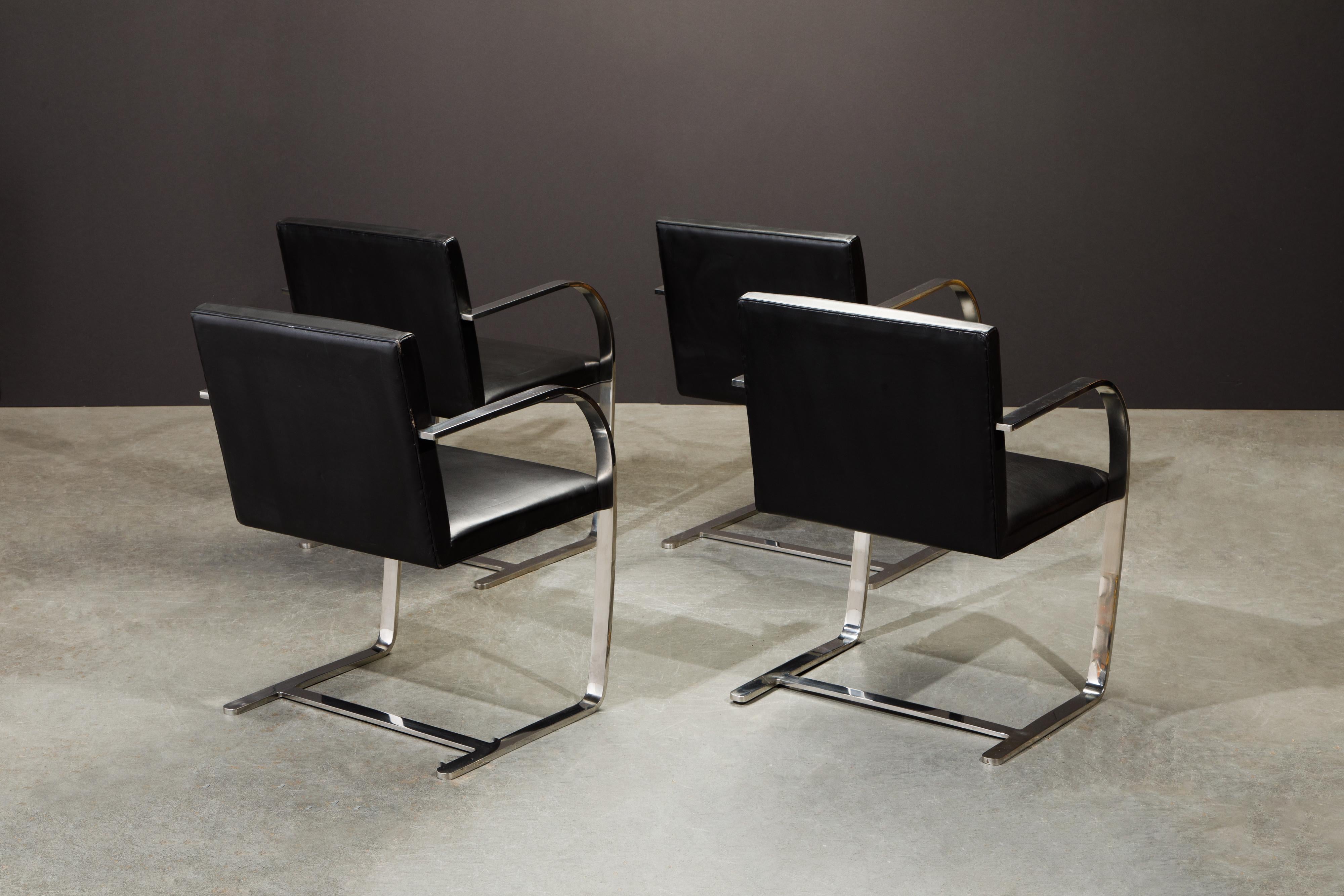 Knoll International Leather 'Brno' Chairs by Mies van der Rohe, 1987, Signed 1