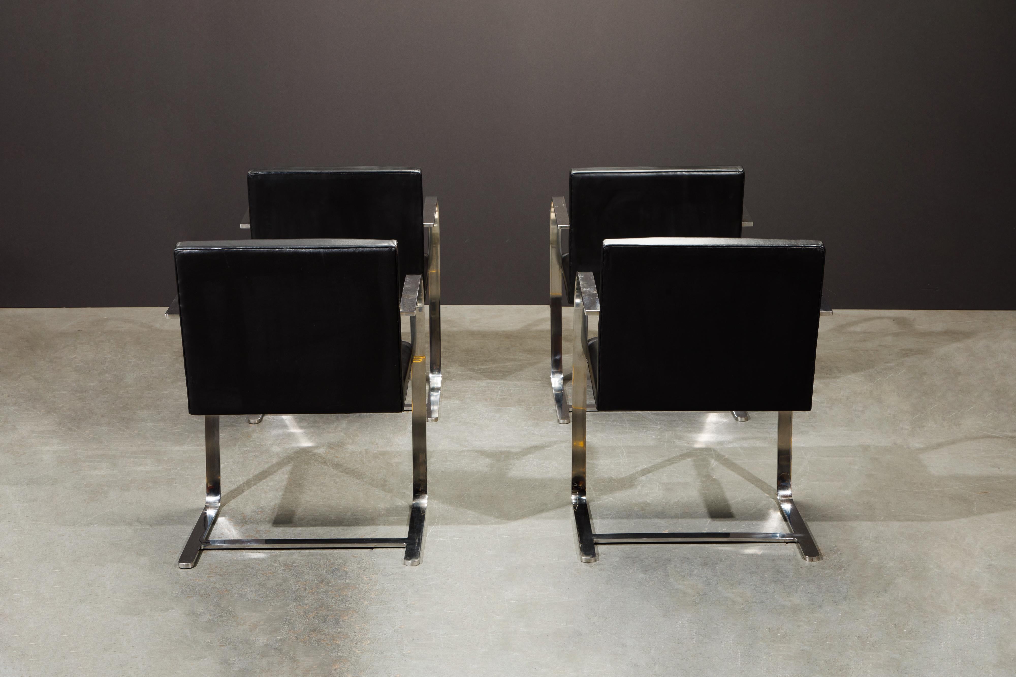 Knoll International Leather 'Brno' Chairs by Mies van der Rohe, 1987, Signed 2