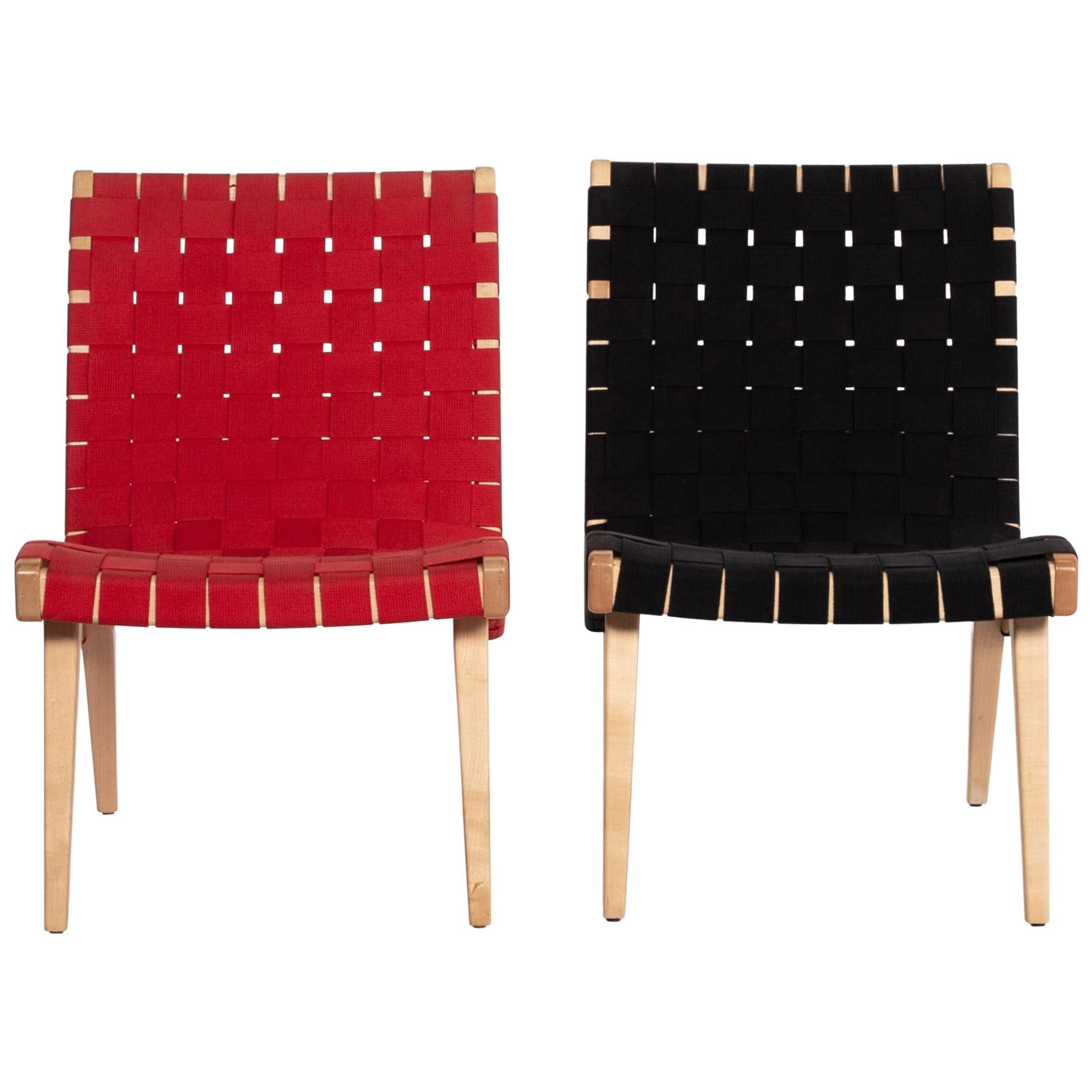 Knoll International Risom Set Fabric Black 2 Armchairs For Sale