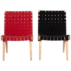 Knoll International Risom Set Fabric Black 2 Armchairs
