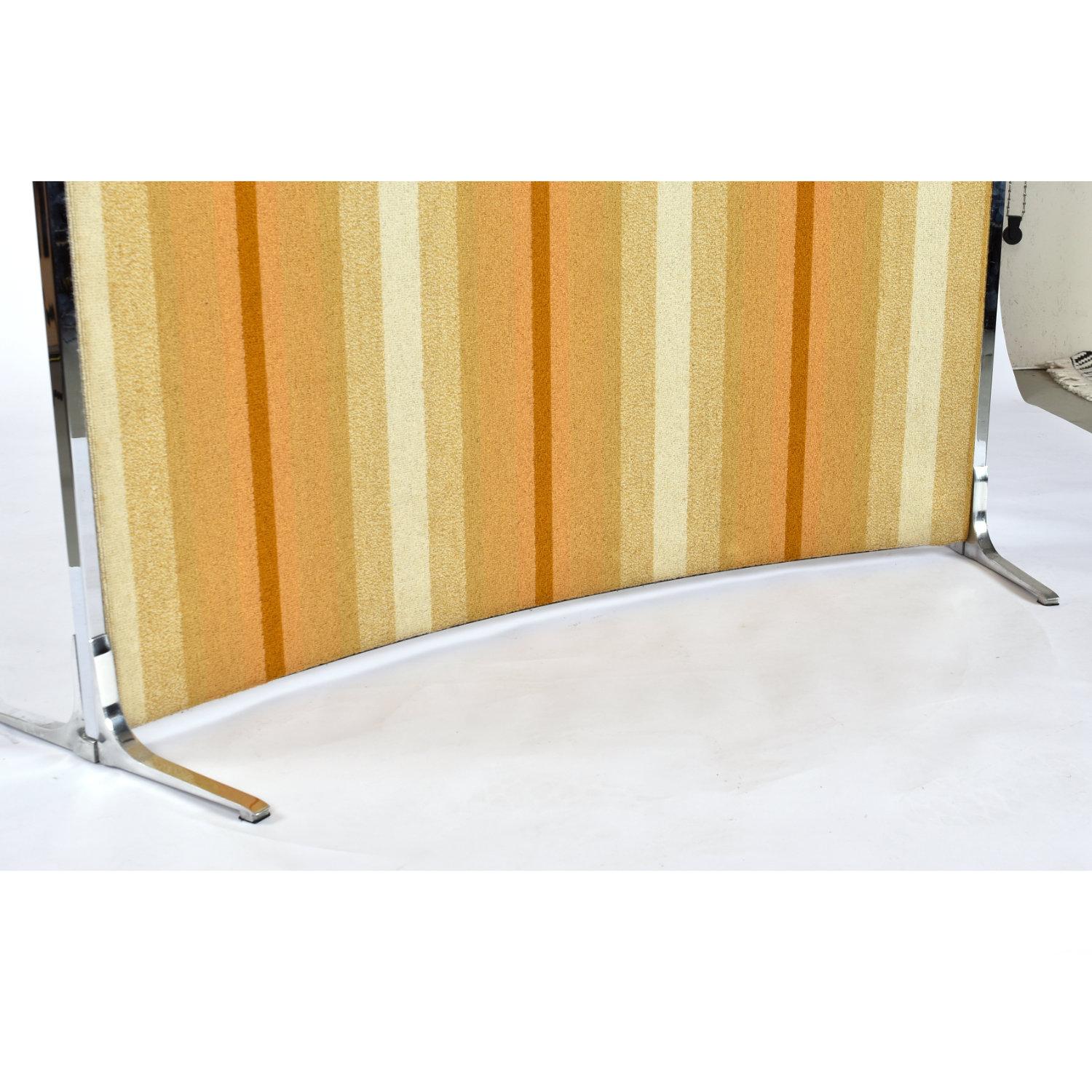 Knoll International Vintage Orange and Yellow Striped Room Divider Screen Panel For Sale 3
