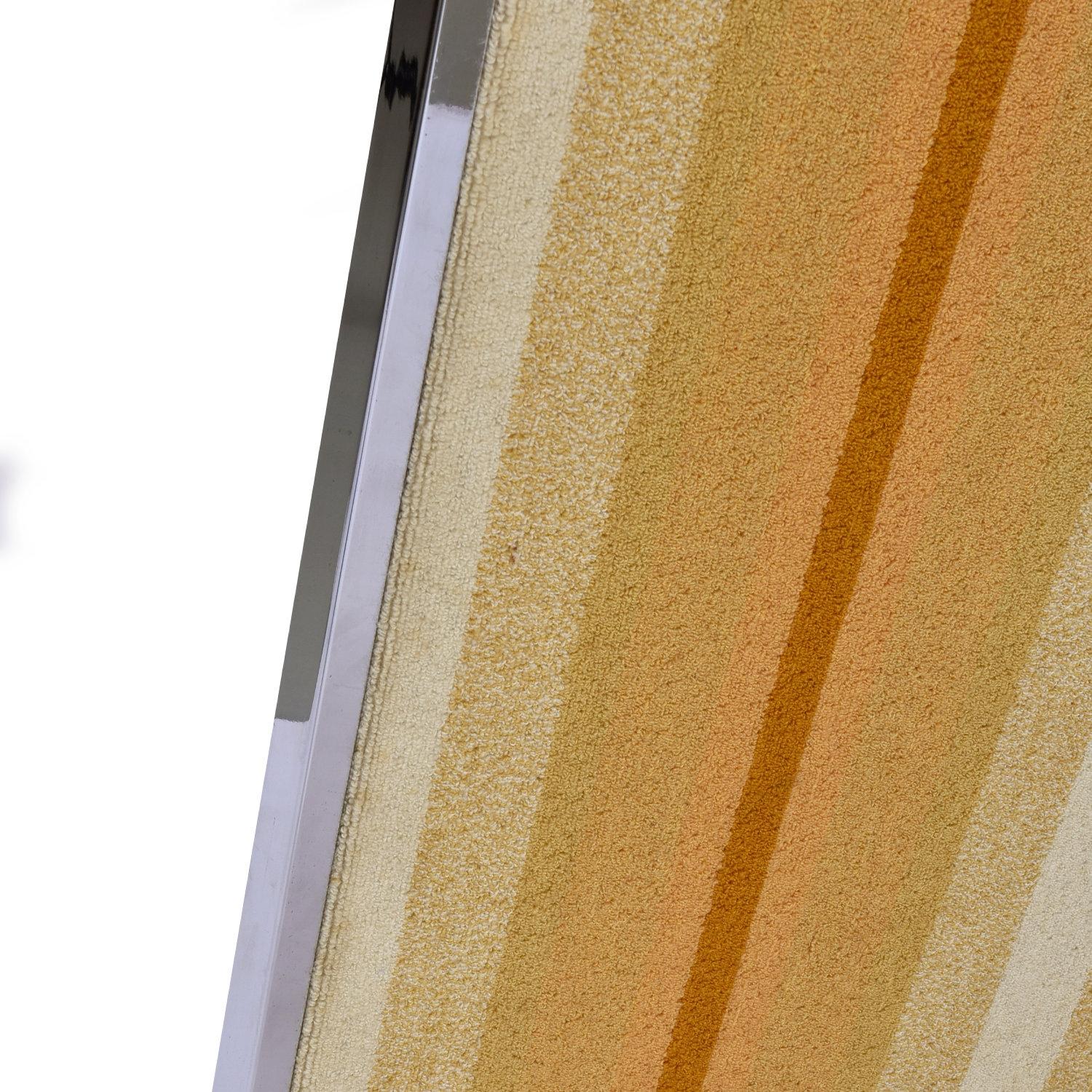 Knoll International Vintage Orange and Yellow Striped Room Divider Screen Panel For Sale 4
