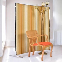 Knoll International Vintage Orange and Yellow Striped Room Divider Screen Panel