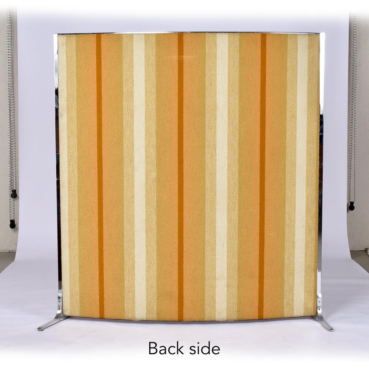Mid-Century Modern Knoll International Vintage Orange and Yellow Striped Room Divider Screen Panel For Sale