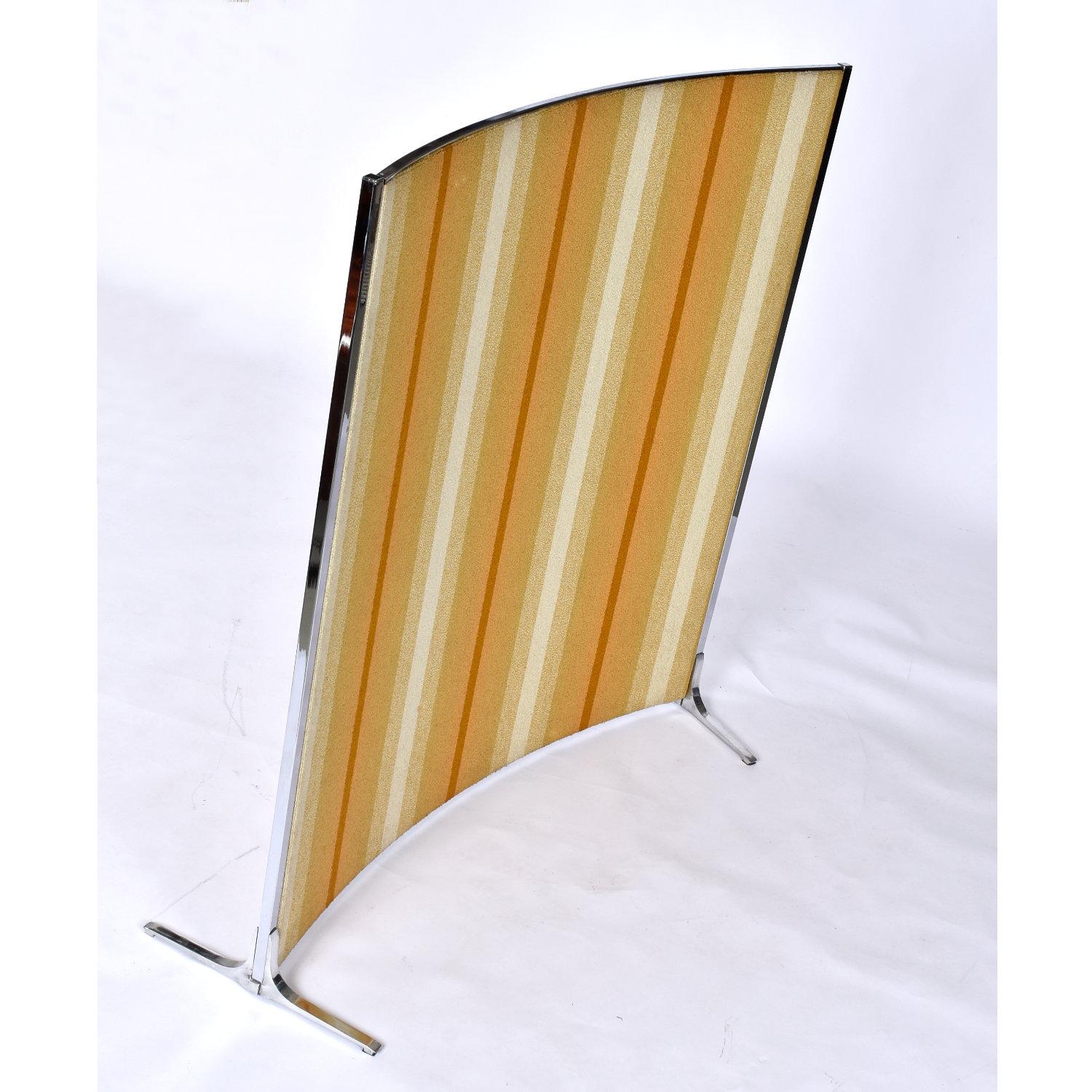 20th Century Knoll International Vintage Orange and Yellow Striped Room Divider Screen Panel For Sale