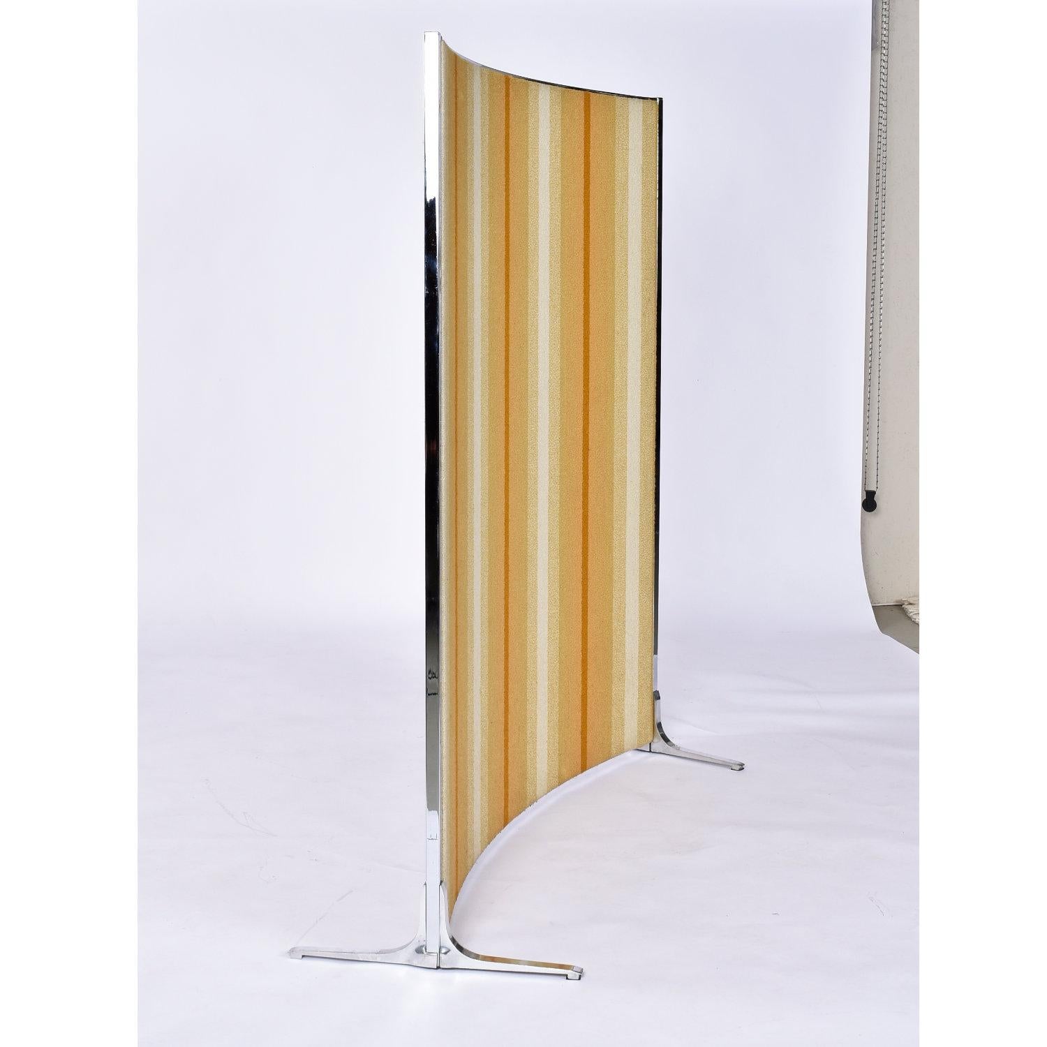 Metal Knoll International Vintage Orange and Yellow Striped Room Divider Screen Panel For Sale