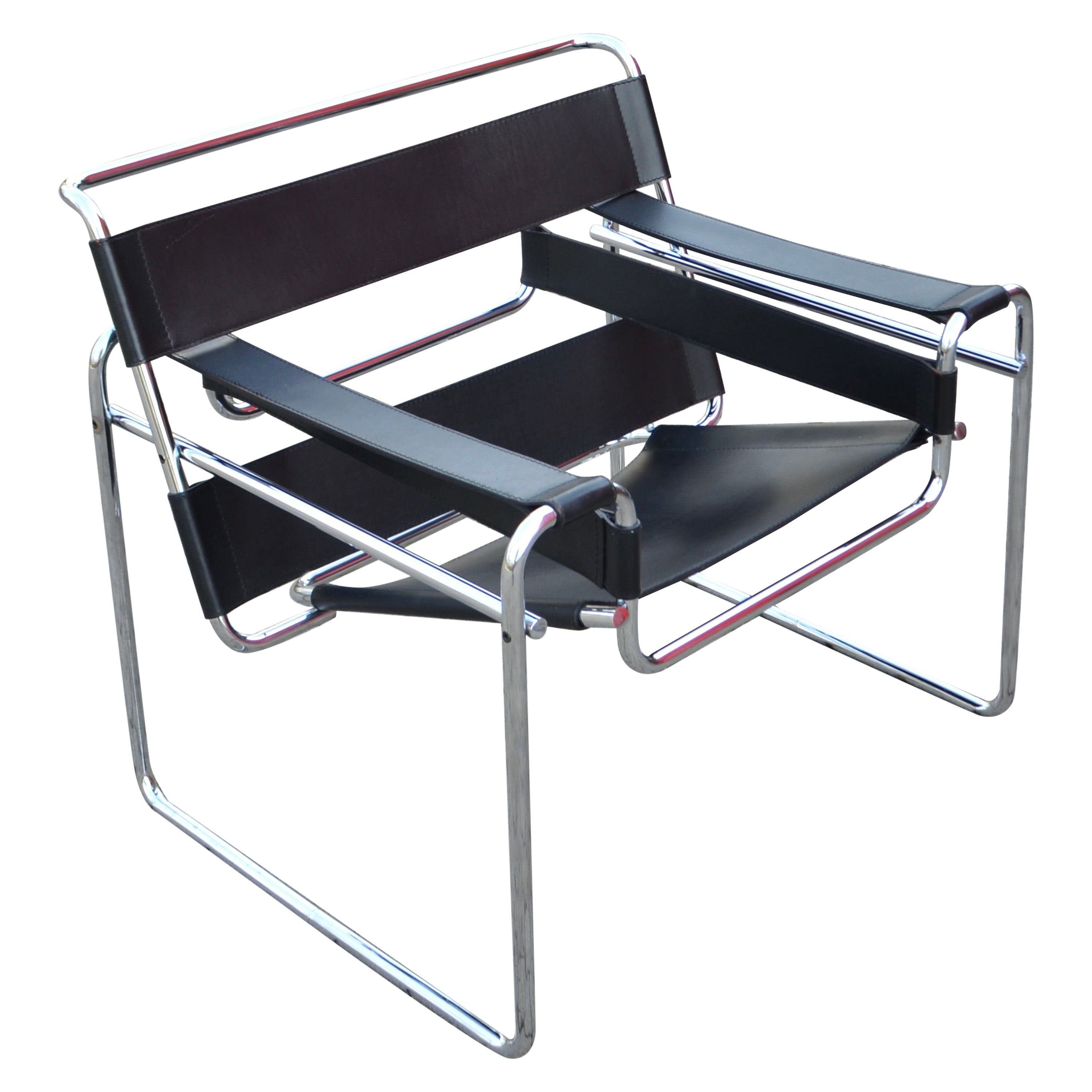 Knoll International Chaise Wassily par Marcel Breuer Cuir noir