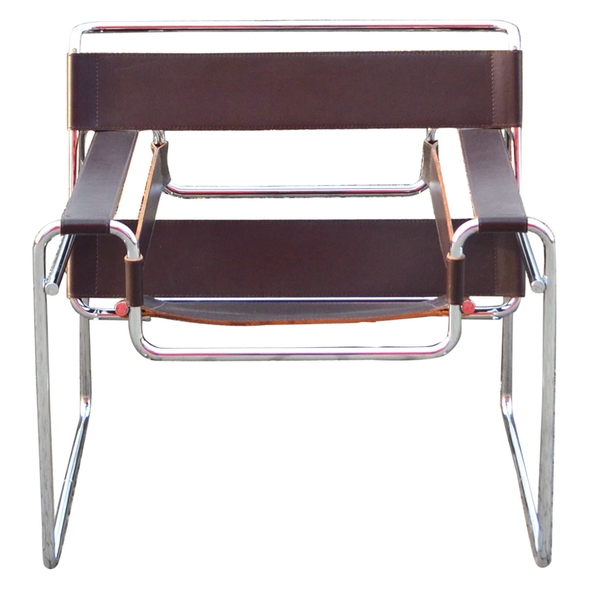 Knoll International Wassily Chair Design von Marcel Breuer Braunes Sattelleder