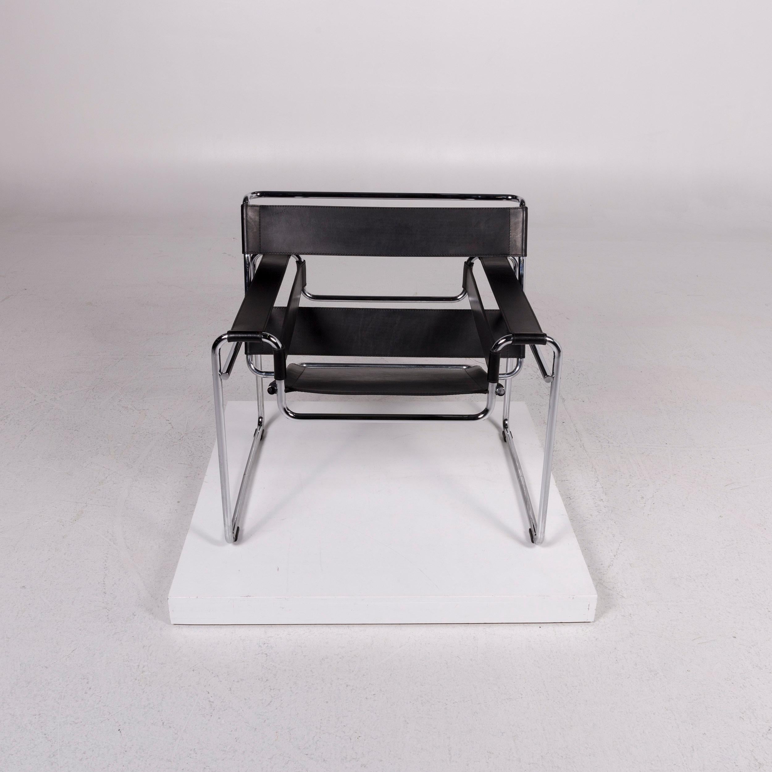 Knoll International Wassily Chair Leather Armchair Black 6 Chair 7