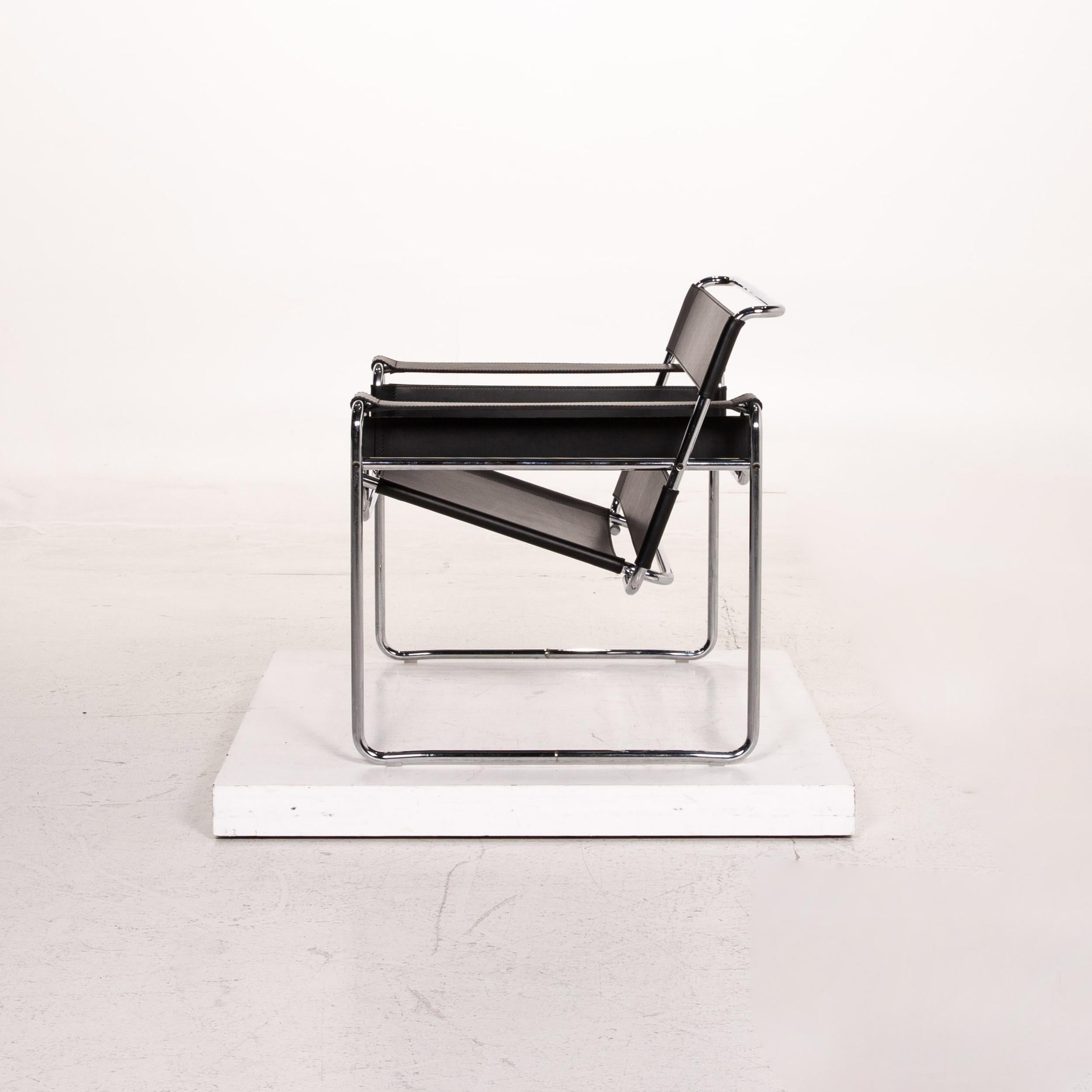 Knoll International Wassily Chair Leather Armchair Black Chair Marcel Breuer 5
