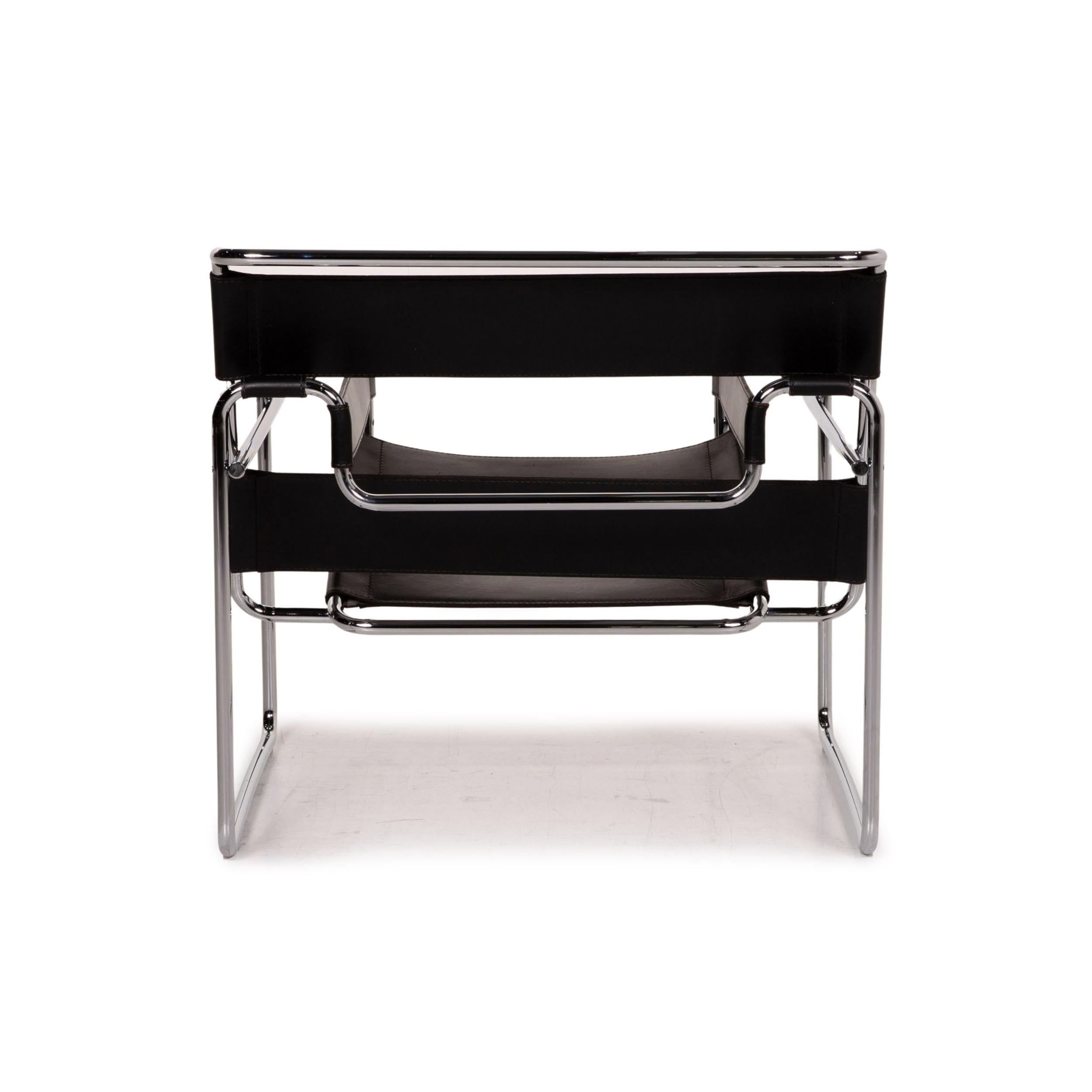 Knoll International Wassily Chair Leather Armchair Black Chair Marcel Breuer 5