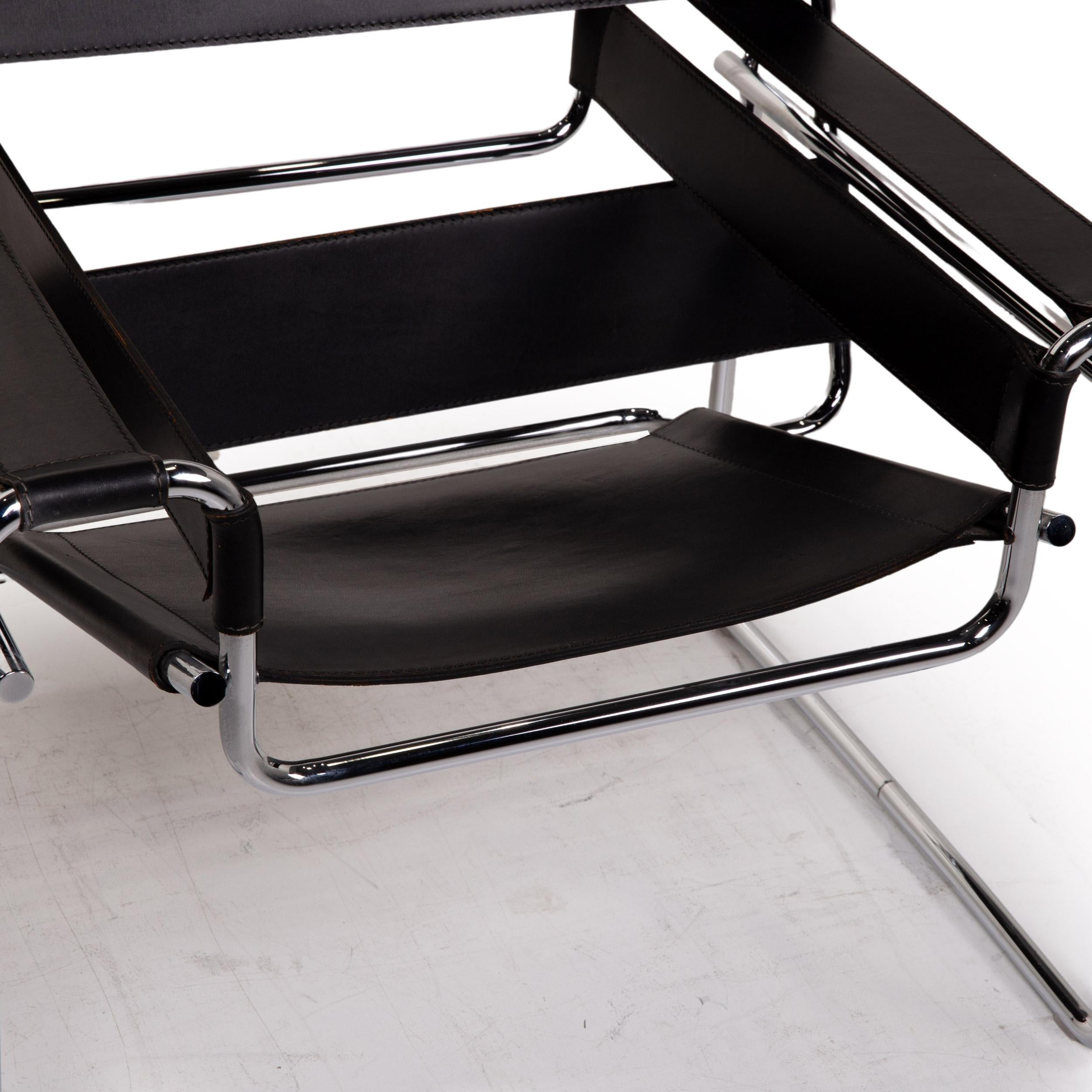 Modern Knoll International Wassily Chair Leather Armchair Black Chair Marcel Breuer