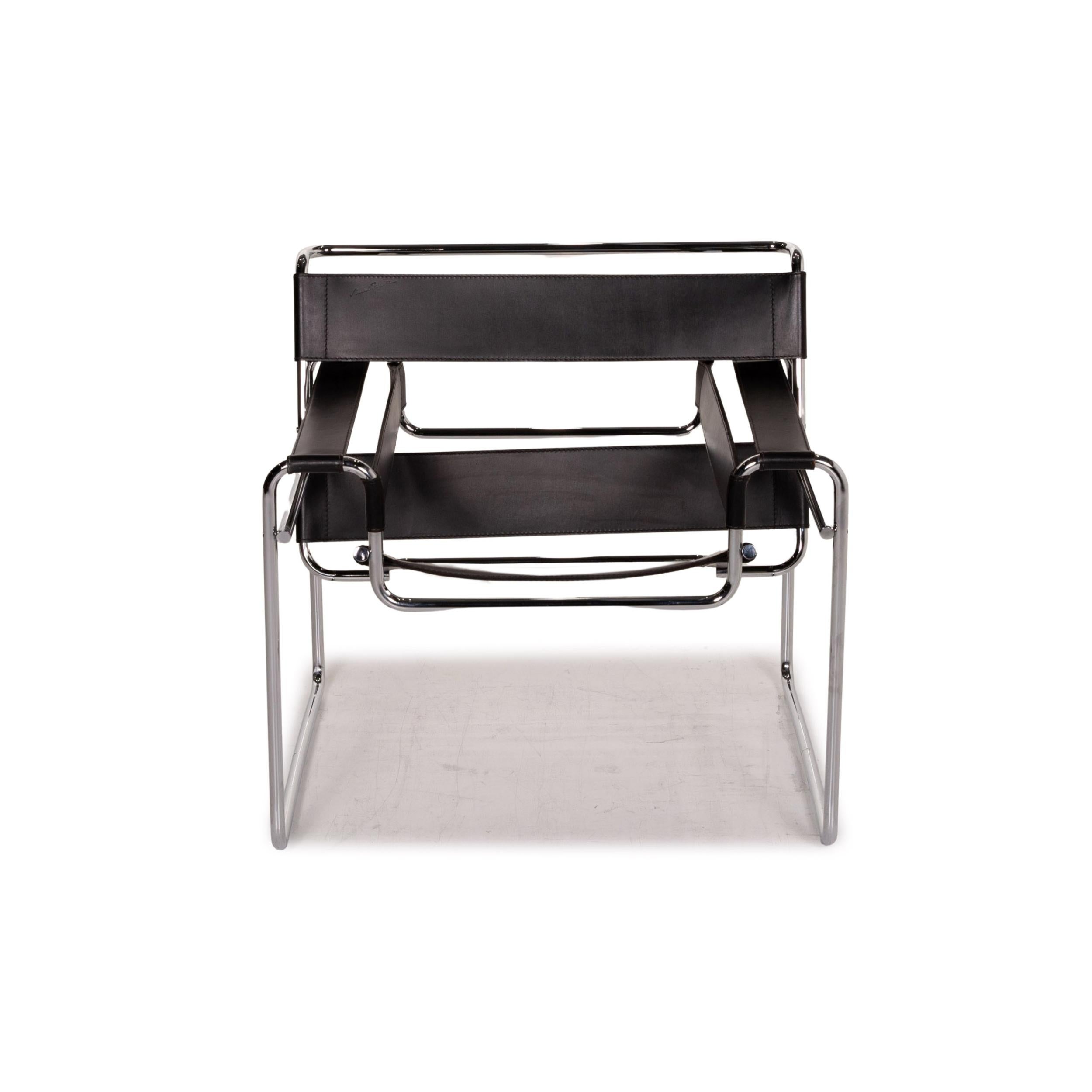 Knoll International Wassily Chair Leather Armchair Black Chair Marcel Breuer 3