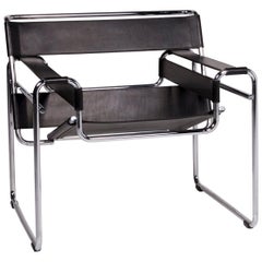 Knoll International Wassily Chair Leather Armchair Black Chair Marcel Breuer