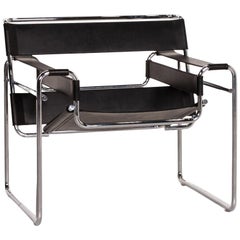 Knoll International Wassily Chair Leder Sessel Schwarzer Stuhl Marcel Breuer