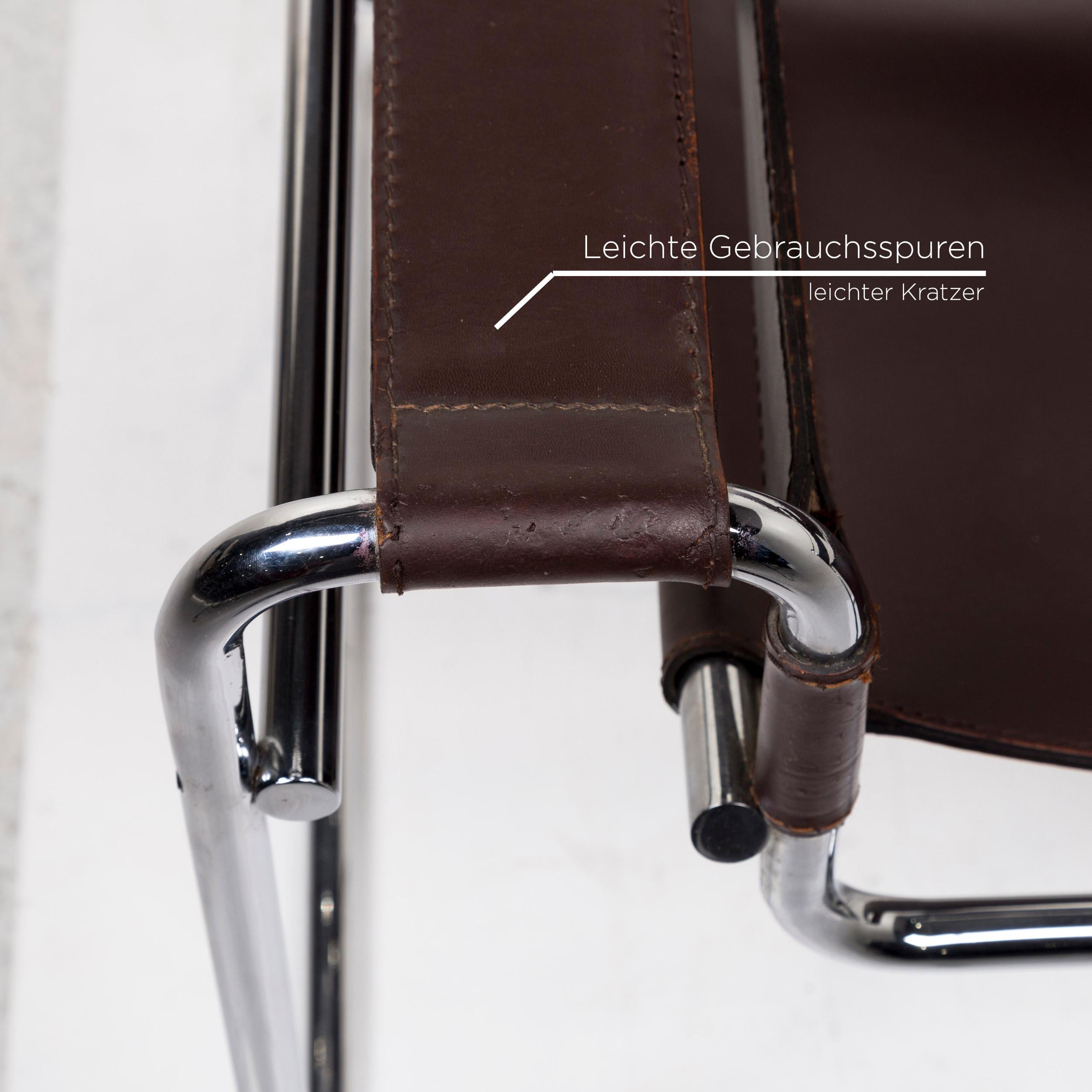 Modern Knoll International Wassily Chair Leather Armchair Brown Dark Brown Marcel