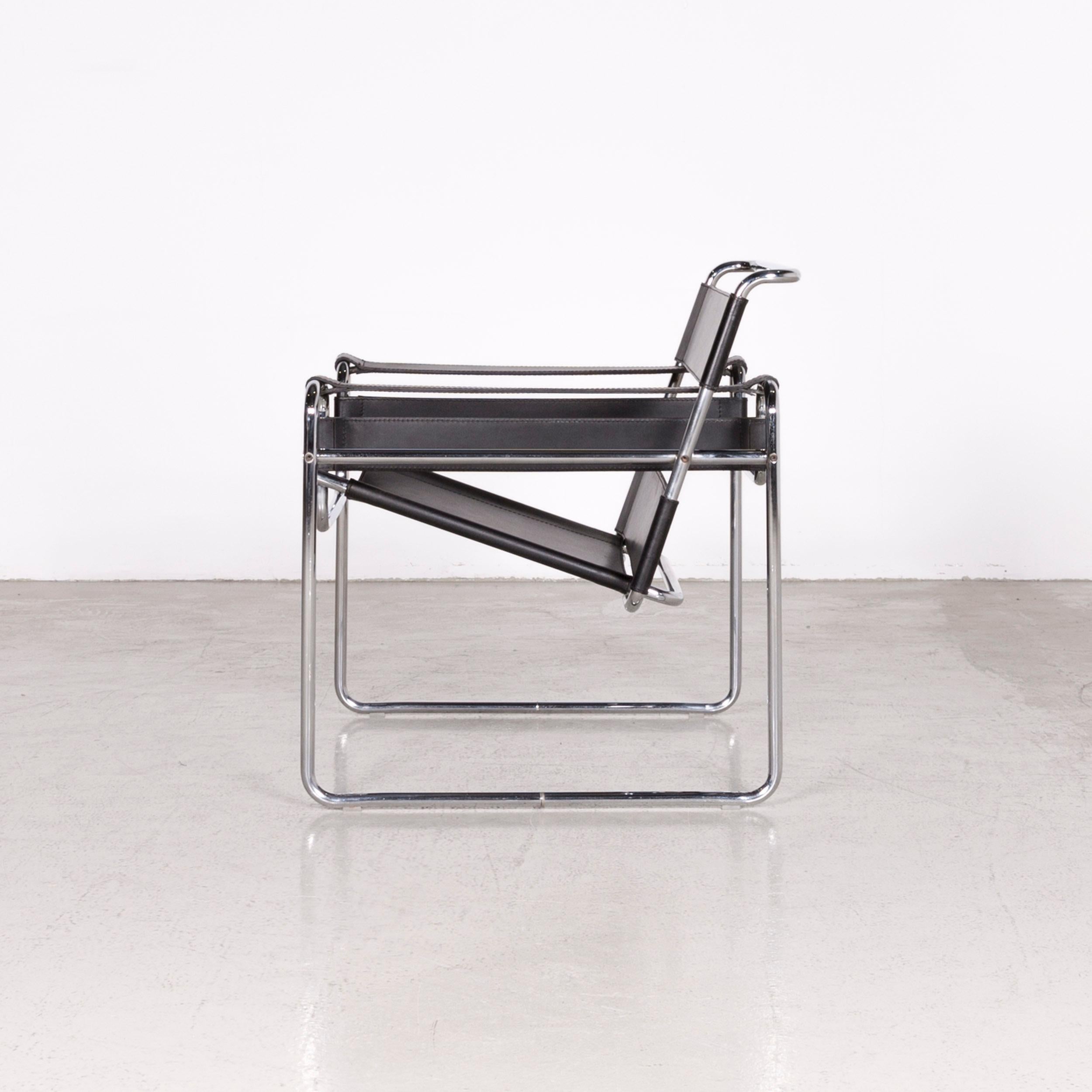 Knoll International Wassily Designer Leather Armchair Black by Marcel Breuer 3