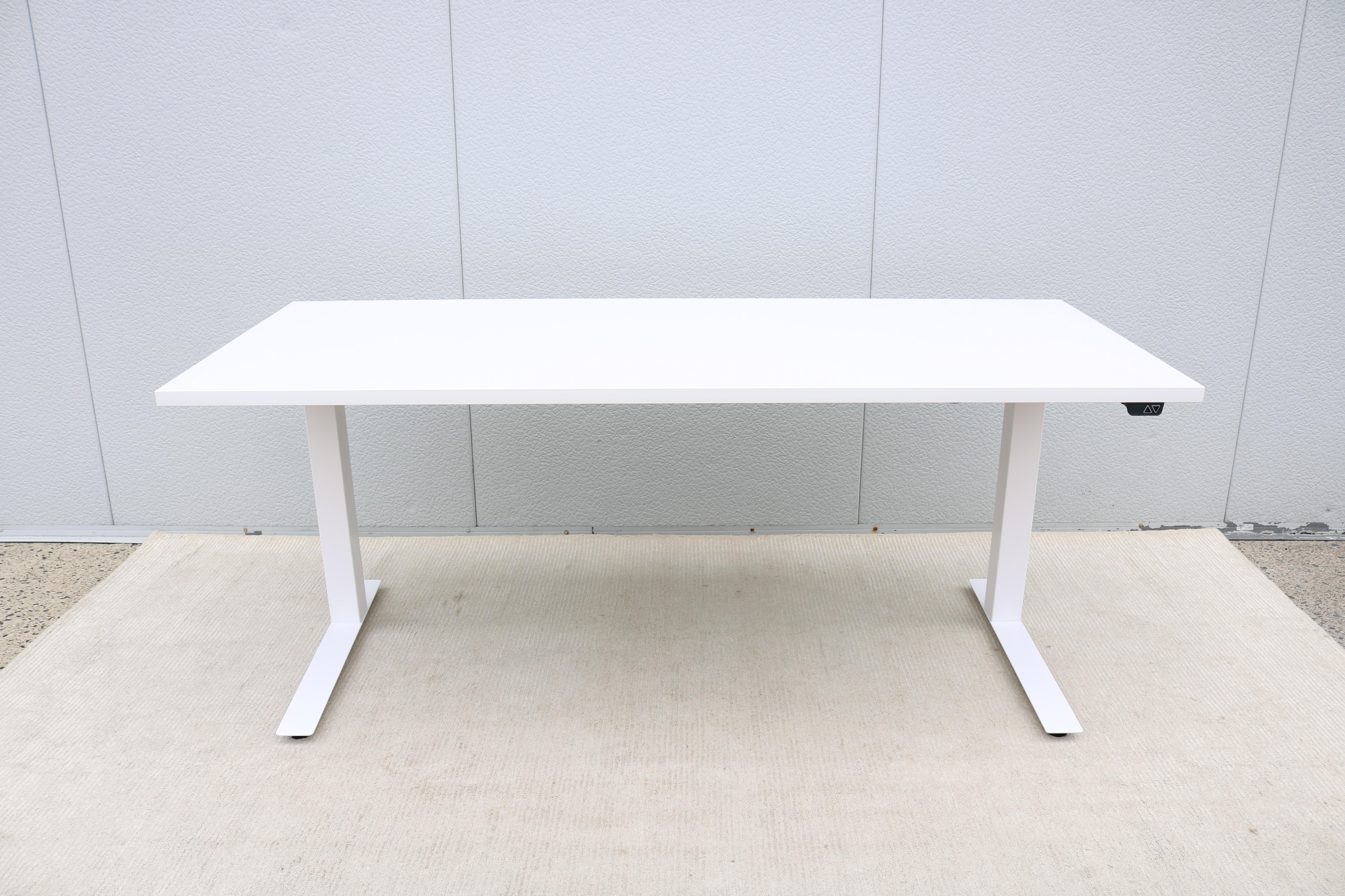 Knoll K. Stand Electric Height-Adjustable Rectangle White Table Desk For Sale 1