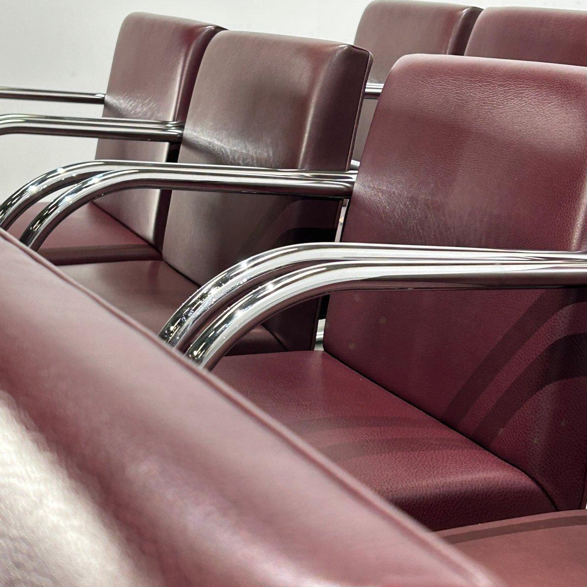 Knoll Leather Brno Tubular Brown Chair von Ludwig Mies van der Rohe, Sechser-Set (Moderne der Mitte des Jahrhunderts) im Angebot