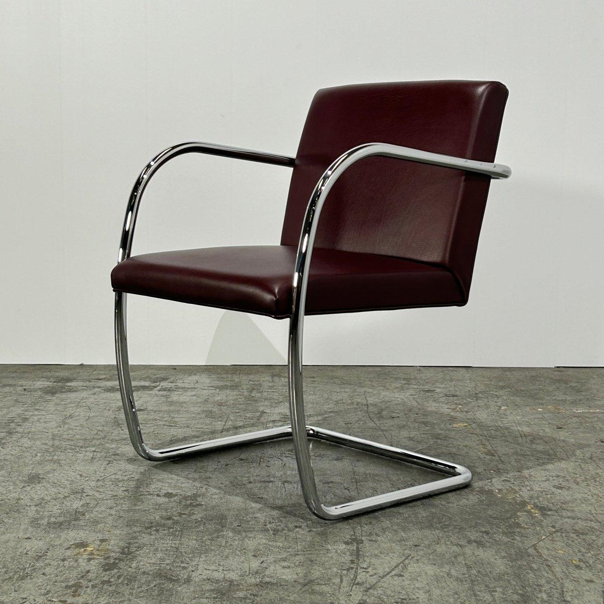 Knoll Leather Brno Tubular Brown Chair von Ludwig Mies van der Rohe, Sechser-Set (20. Jahrhundert) im Angebot