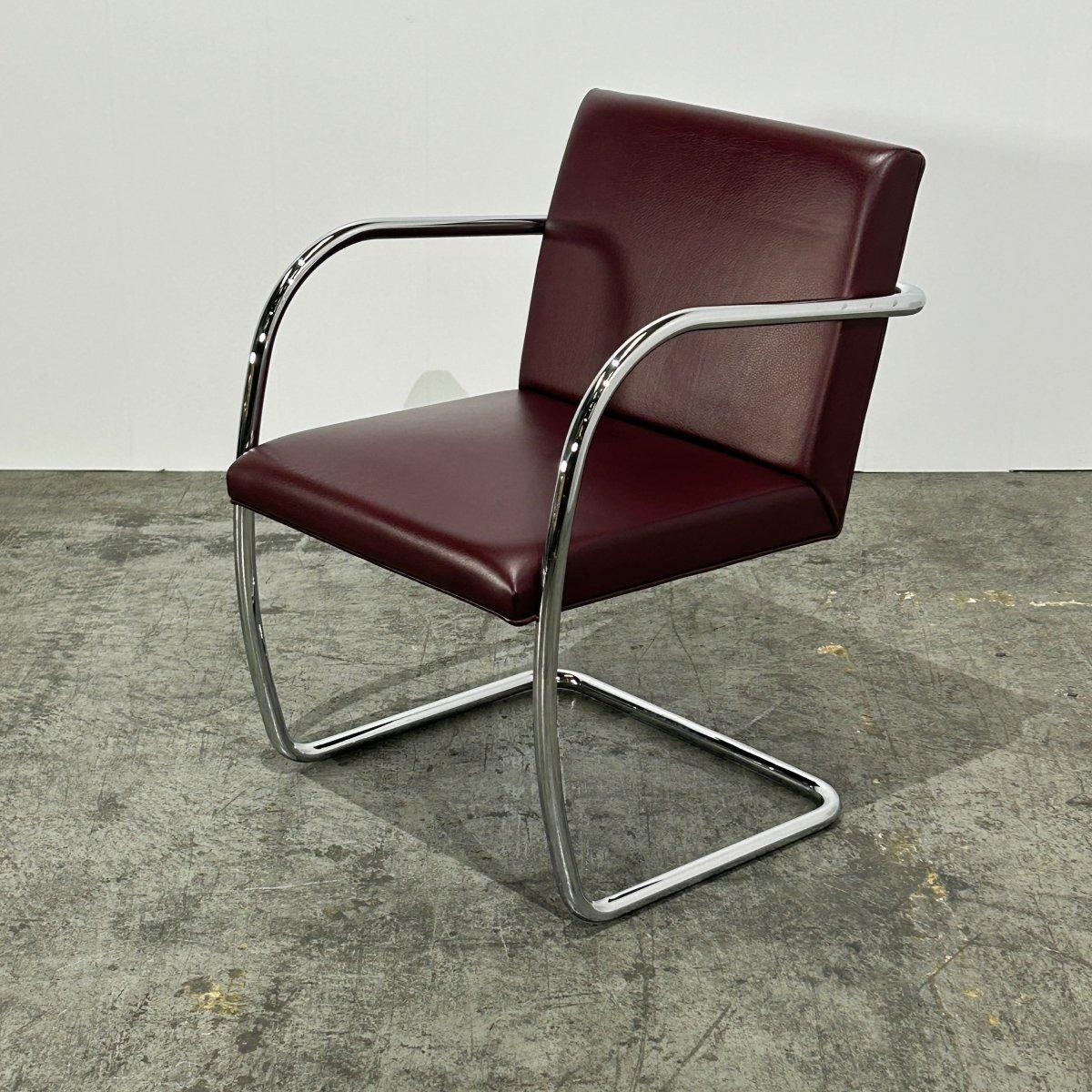 Knoll Leather Brno Tubular Brown Chair von Ludwig Mies van der Rohe, Sechser-Set im Angebot 1