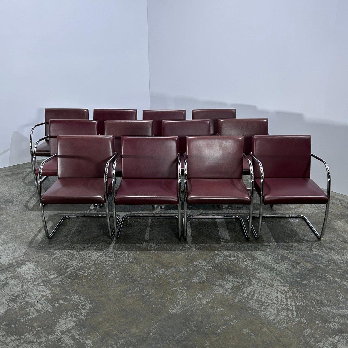 Knoll Leather Brno Tubular Brown Chair von Ludwig Mies van der Rohe, Sechser-Set im Angebot 2