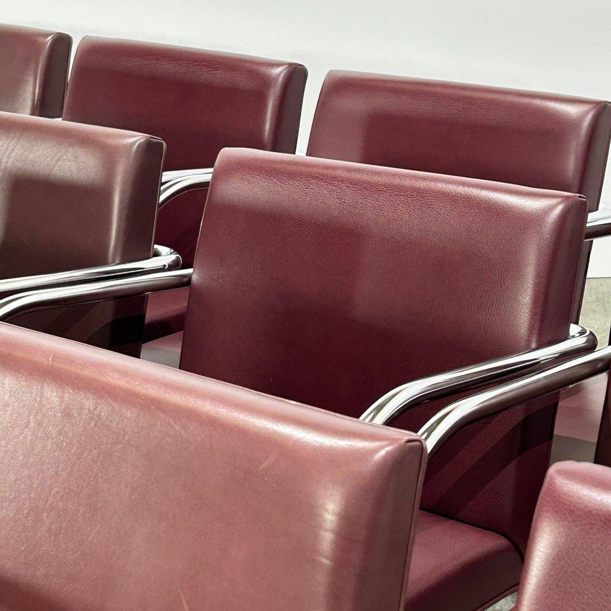 Chaises Knoll en cuir Brno Tubular Brown par Ludwig Mies van der Rohe, lot de 12 Bon état - En vente à Basildon, London