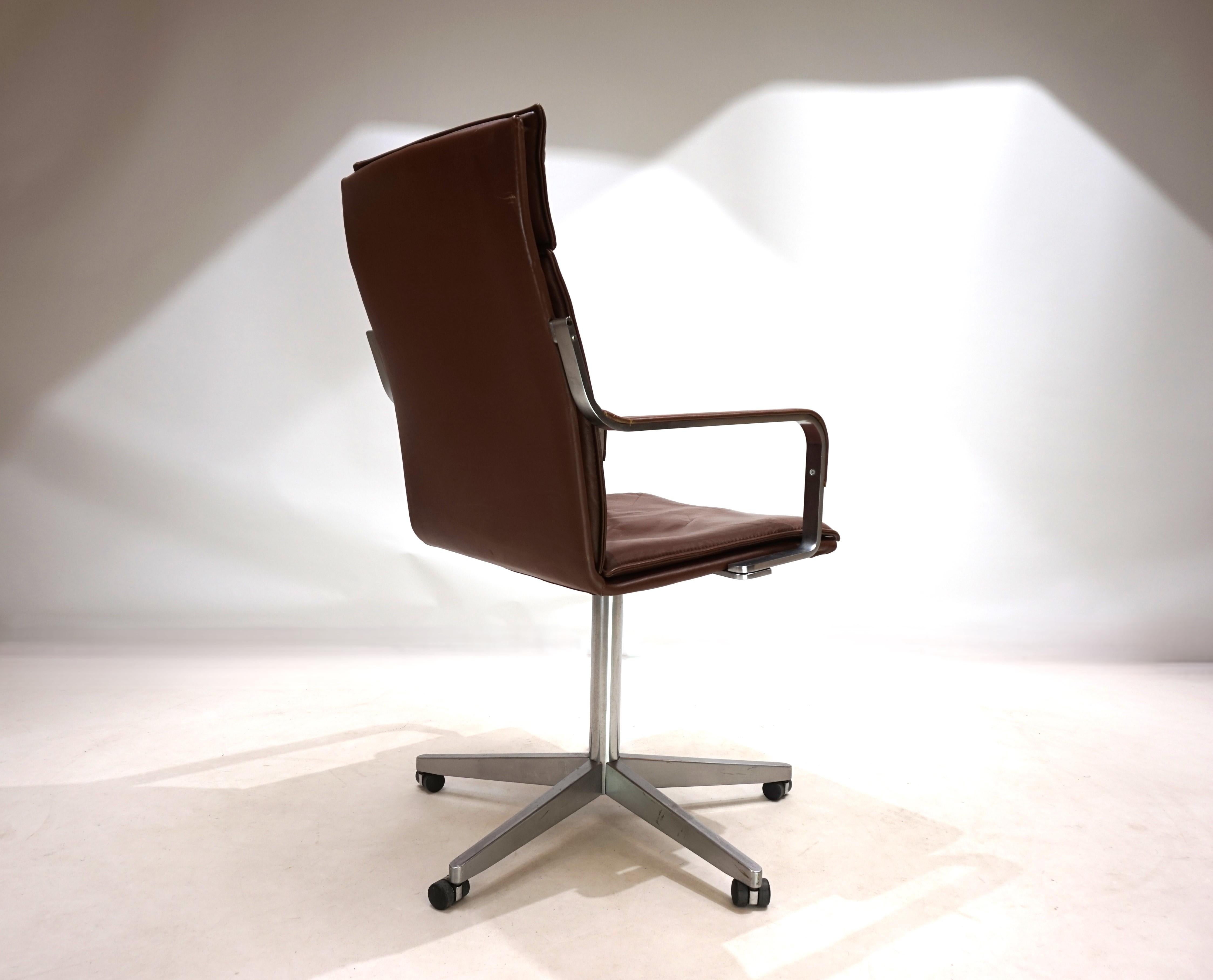 German Knoll leather office chair by Rudolf Glatzel, 1980