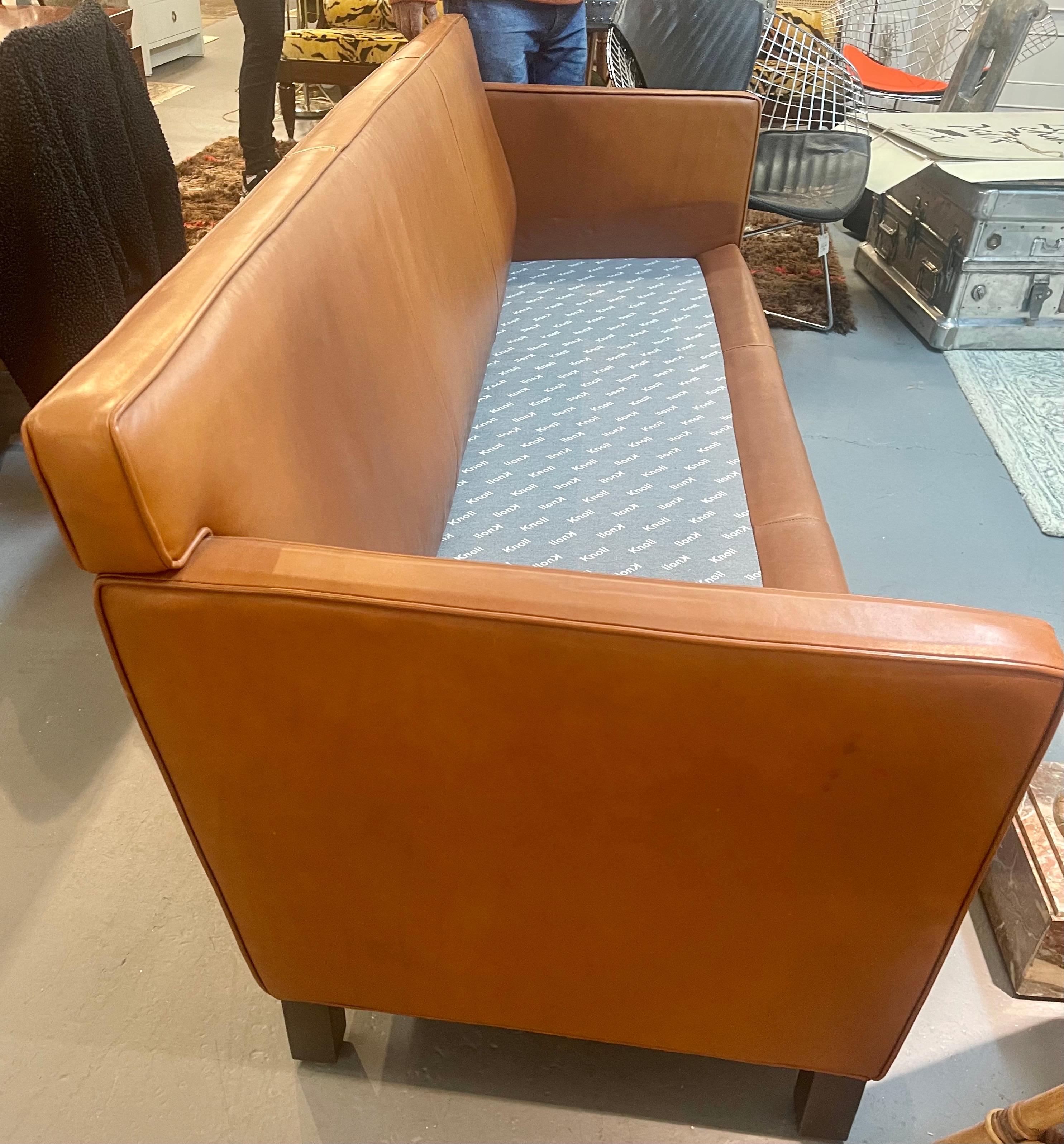 Contemporary Knoll Leather Sofa Mies van der Rohe Lilly Reich Designed Krefeld Sofa