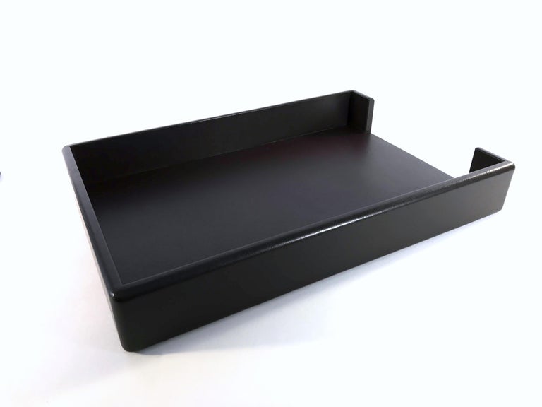 Knoll Leather Wrapped Leather Paper Desk Tray by Smokador in Chocolate