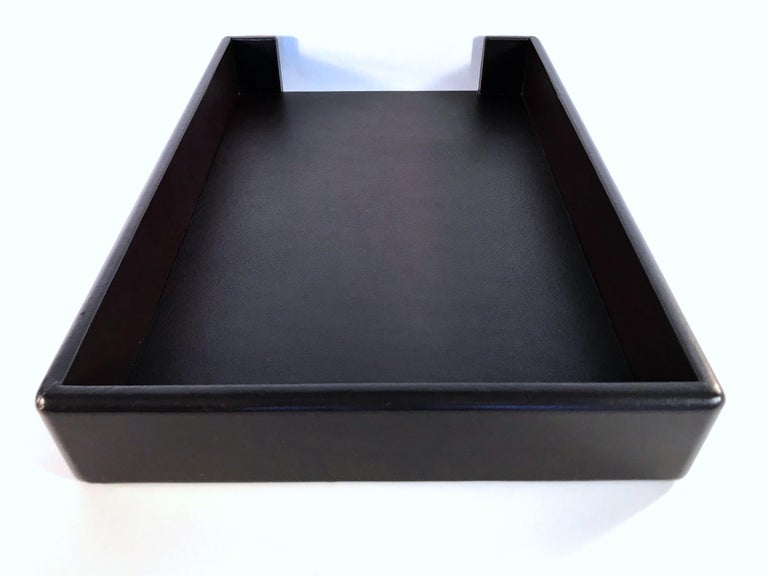 Knoll Leather Wrapped Leather Paper Desk Tray by Smokador in Chocolate