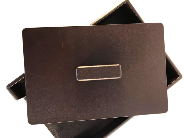 Knoll Leather Wrapped Leather Paper Desk Tray by Smokador in Chocolate