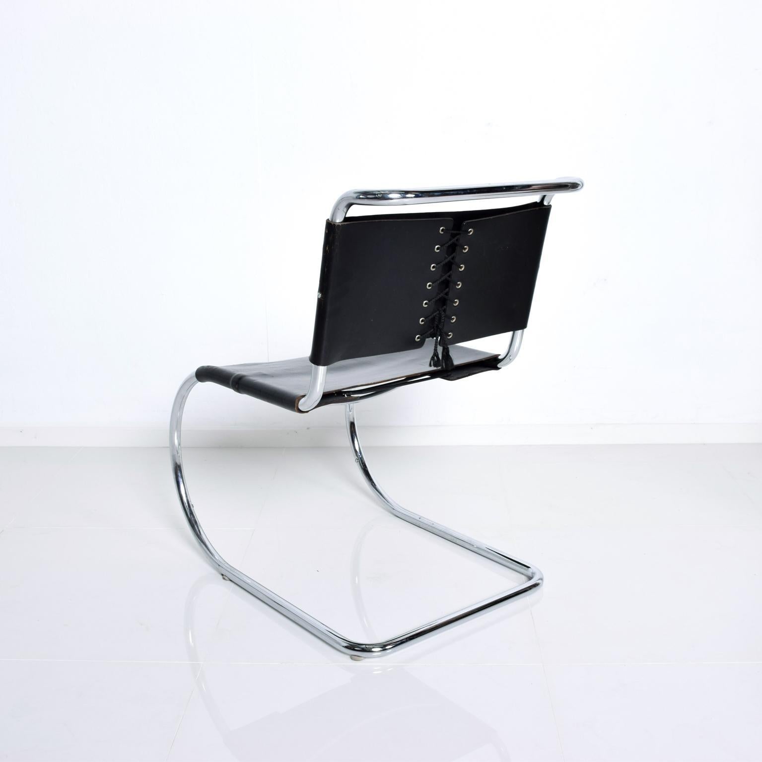Plated Knoll, Ludwig Mies van der Rohe, MR Chair Tubular Chrome Leather Chair