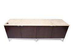Knoll Mahogany Credenza with White Calacatta Marble Top