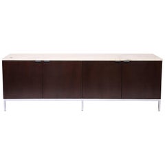 Knoll Mahogany Credenza with White Calacatta Marble Top