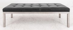 Knoll Manner Black Leather and Chrome Bench