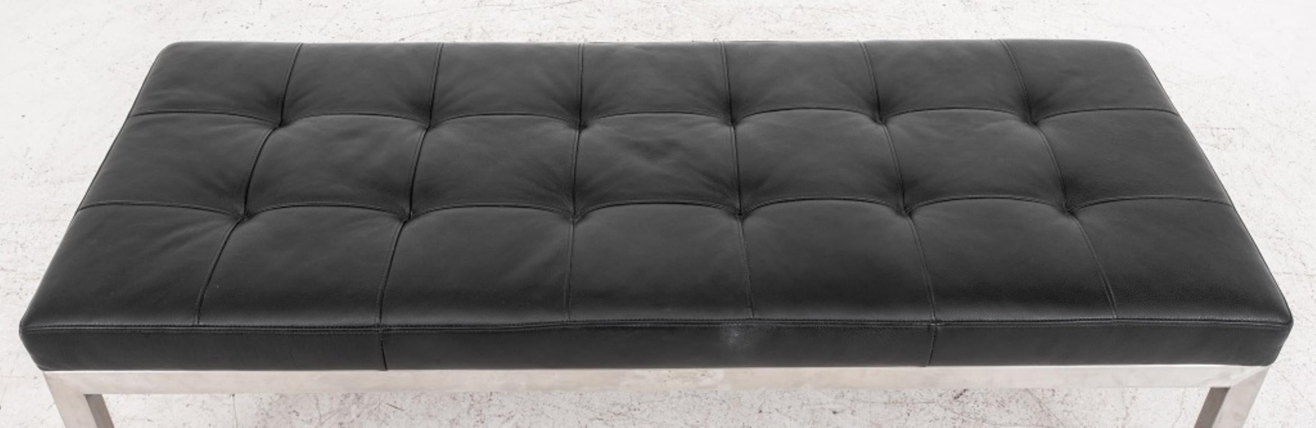 Knoll Manner Black Leather and Chrome Bench In Good Condition In New York, NY