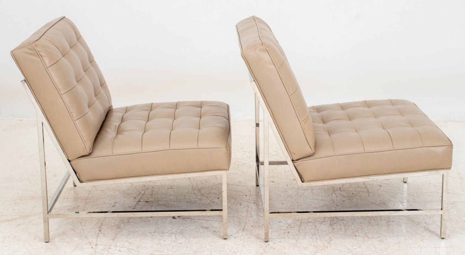 Contemporary Knoll Manner Gold & Williams Major Lounge Chair, Pair