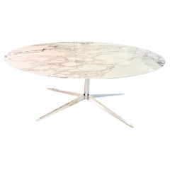Knoll Marmor Oval Carrara Marmor Tisch oder Schreibtisch, 3/4" Italienischer Marmor 78 x 48"